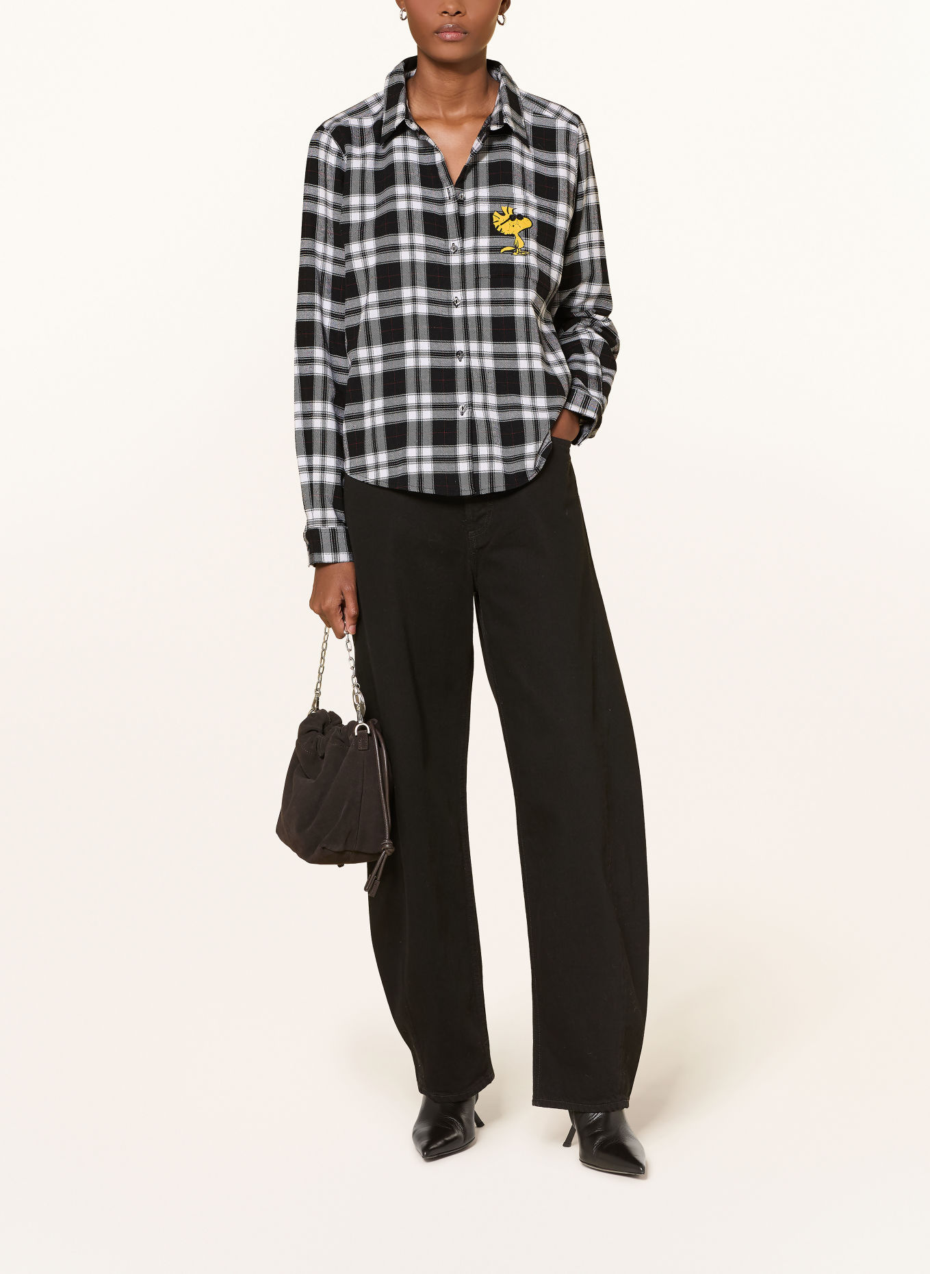 Princess GOES HOLLYWOOD Overhemdblouse met sierparels en pailletten: WIT / ROOD / ZWART