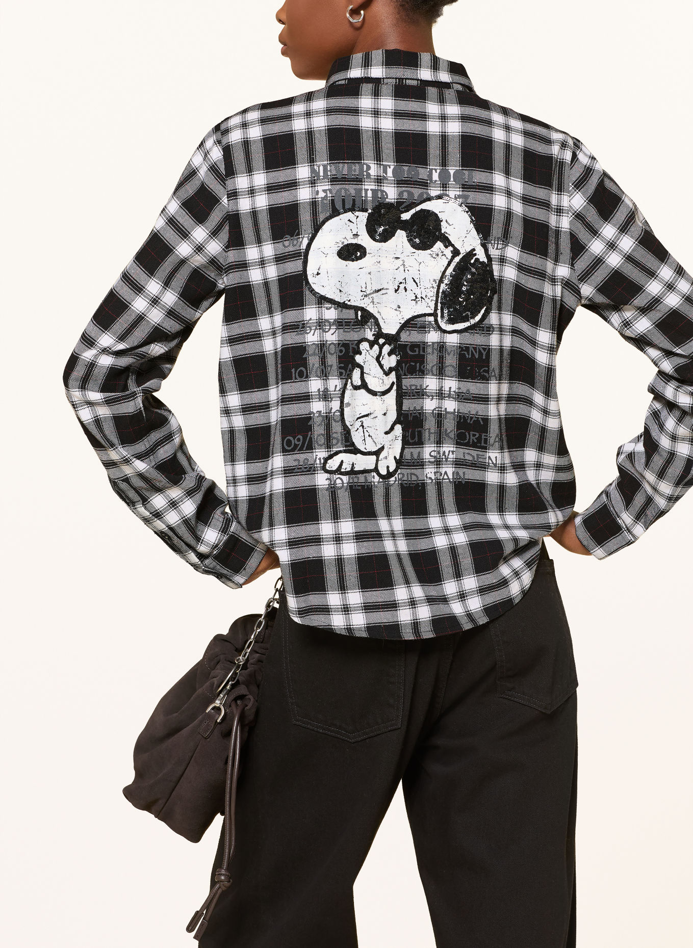 Princess GOES HOLLYWOOD Overhemdblouse met sierparels en pailletten: WIT / ROOD / ZWART