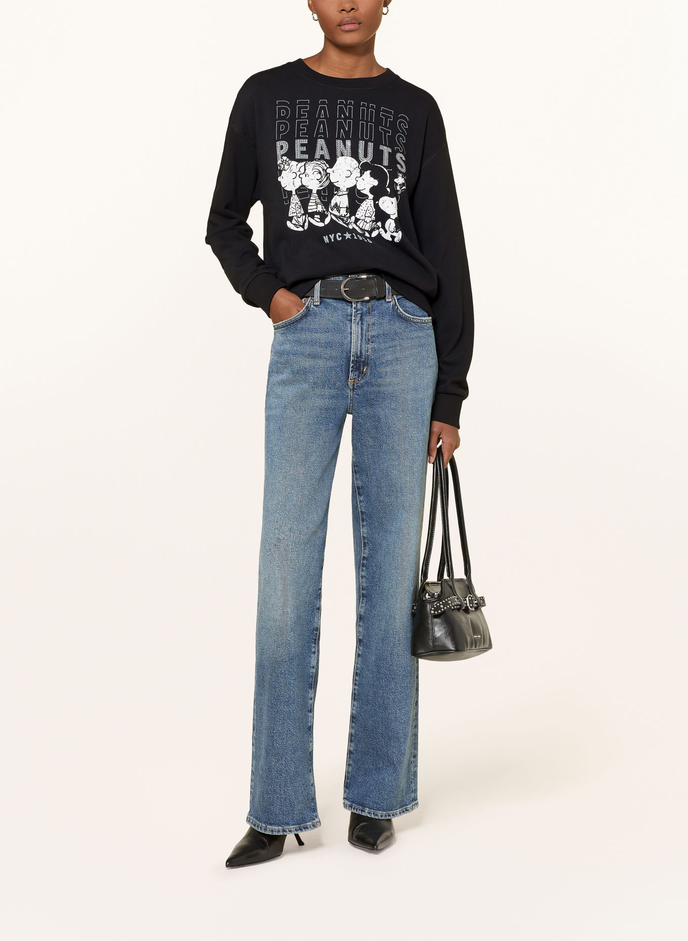 Princess GOES HOLLYWOOD Sweatshirt met strass-steentjes: ZWART