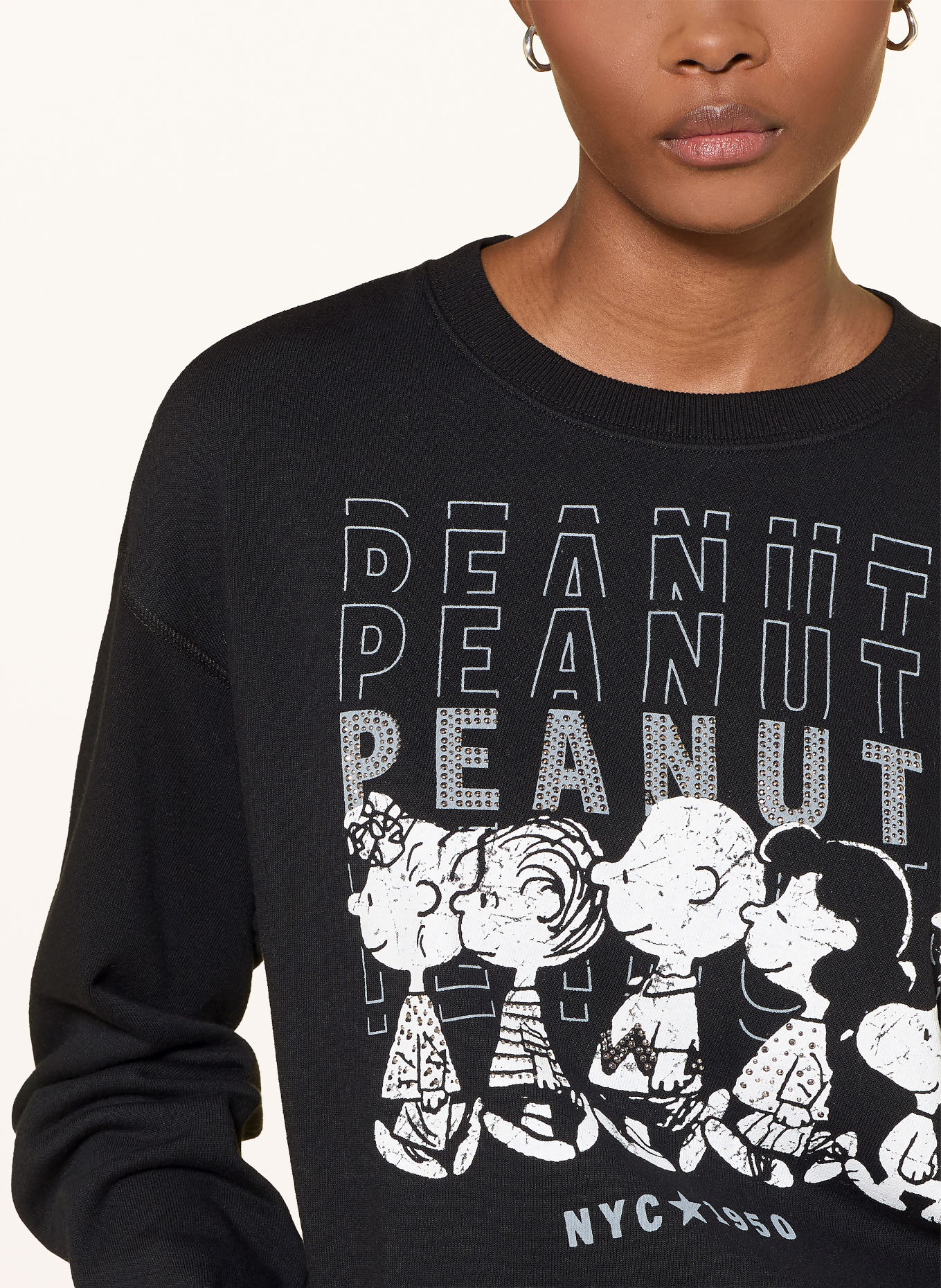 Princess GOES HOLLYWOOD Sweatshirt met strass-steentjes: ZWART