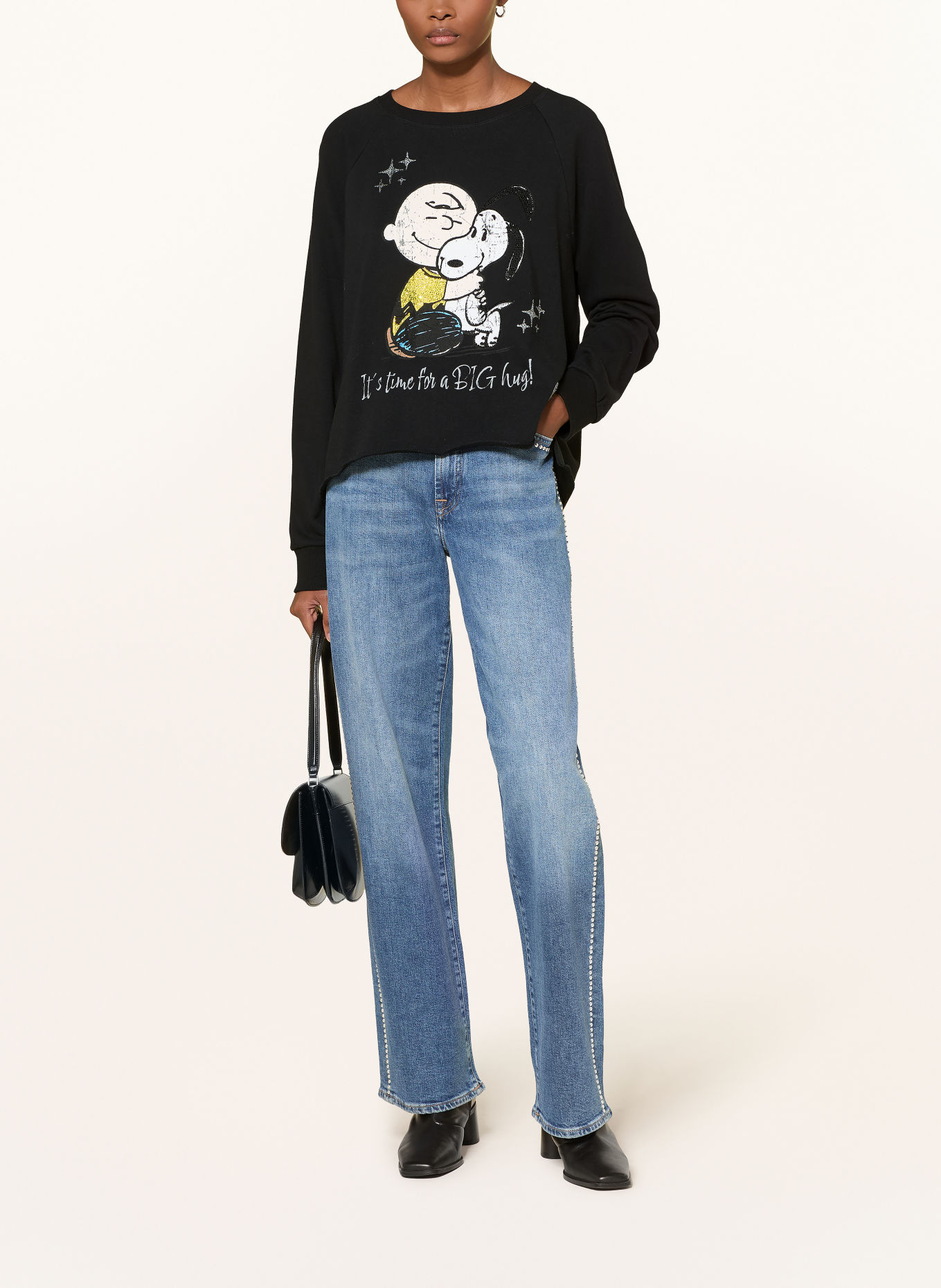 Princess GOES HOLLYWOOD Sweatshirt met sierstenen: ZWART / GEEL / BLAUW