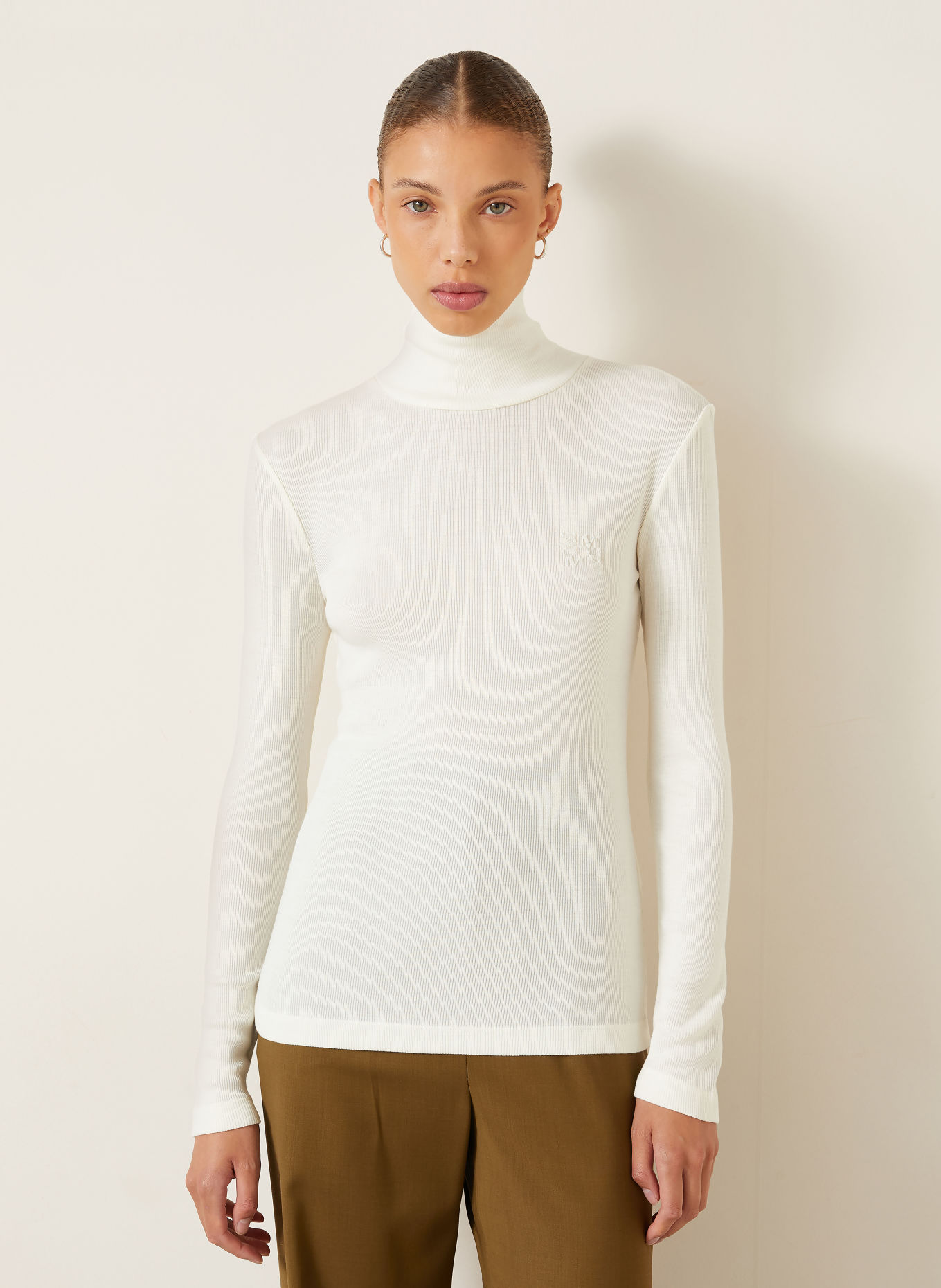 Max Mara CONO Turtleneck top: ECRU