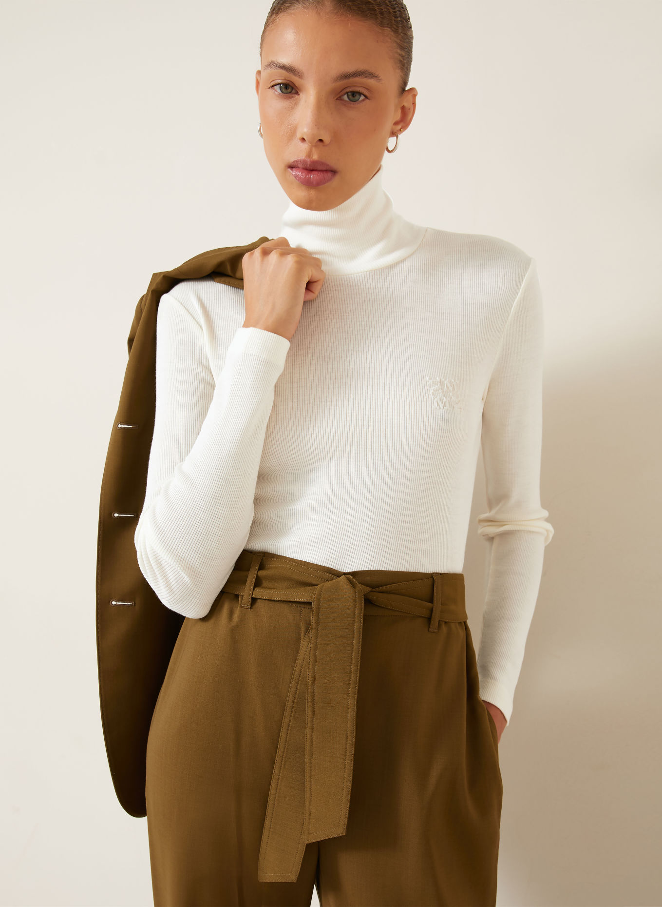 Max Mara CONO Turtleneck top: ECRU