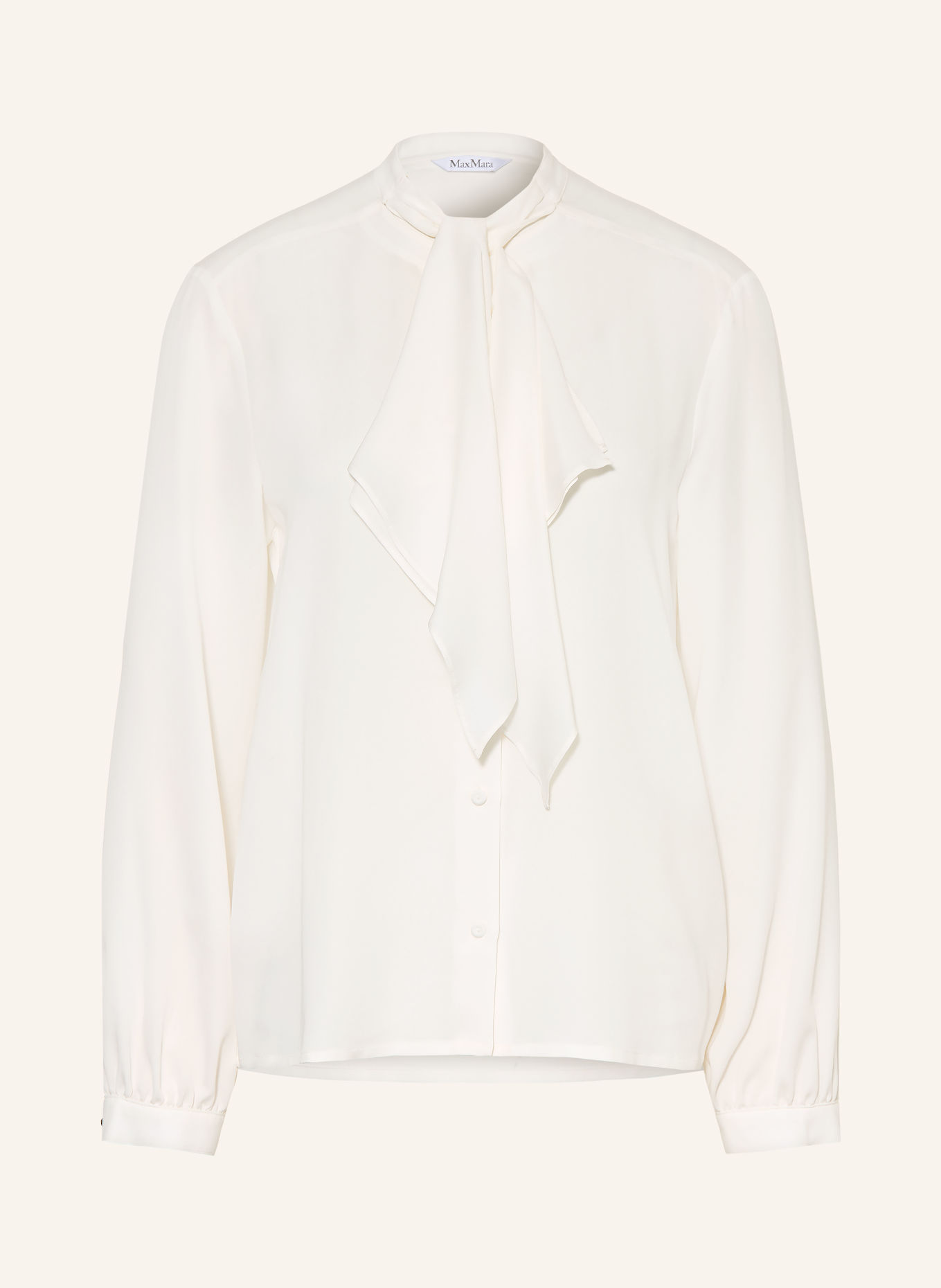 Max Mara LECCIO-strikblouse met strik, van zijde: WIT