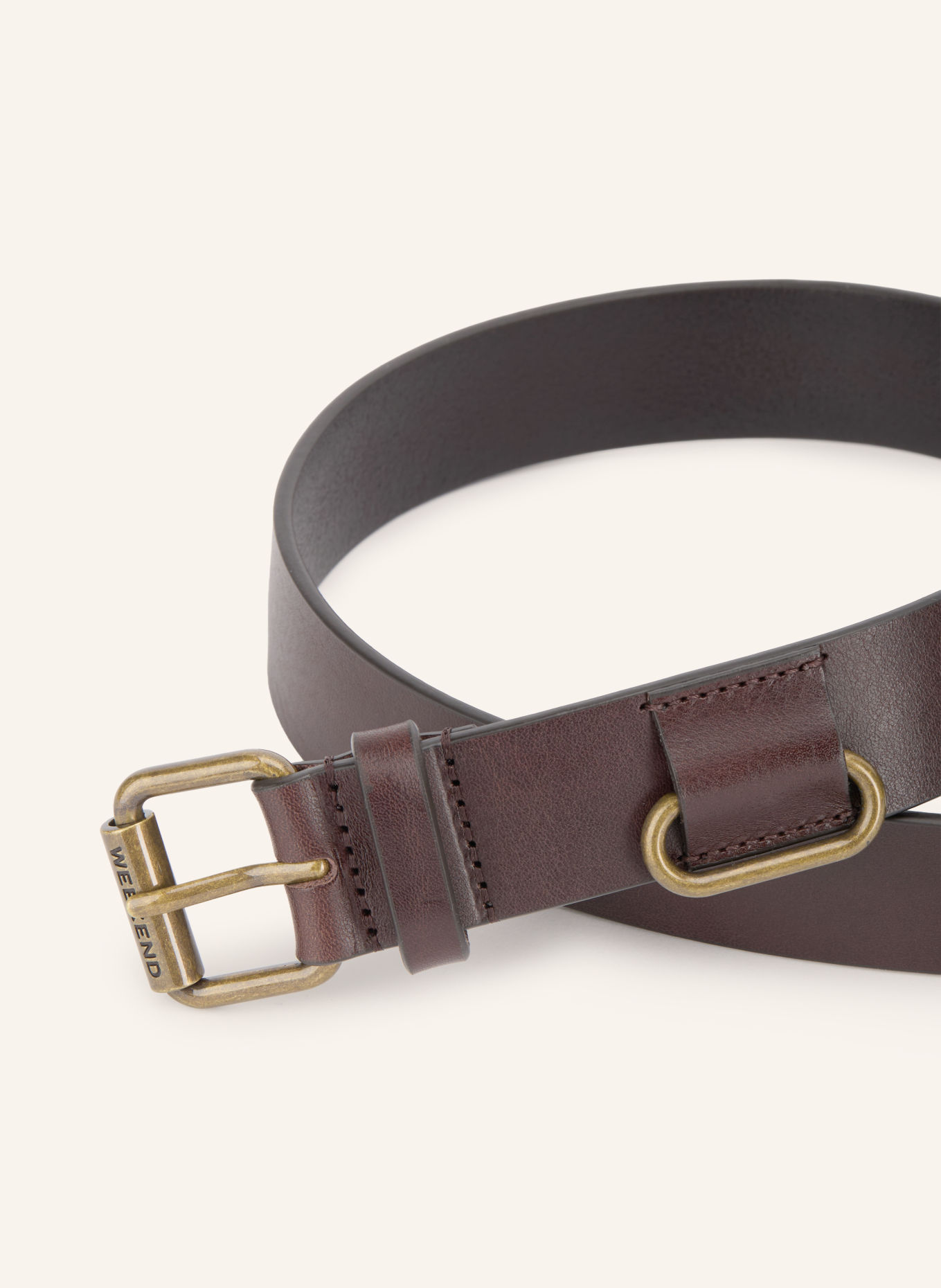 WEEKEND Max Mara Leren riem SAIO: MARRON FONCÉ / GOUD