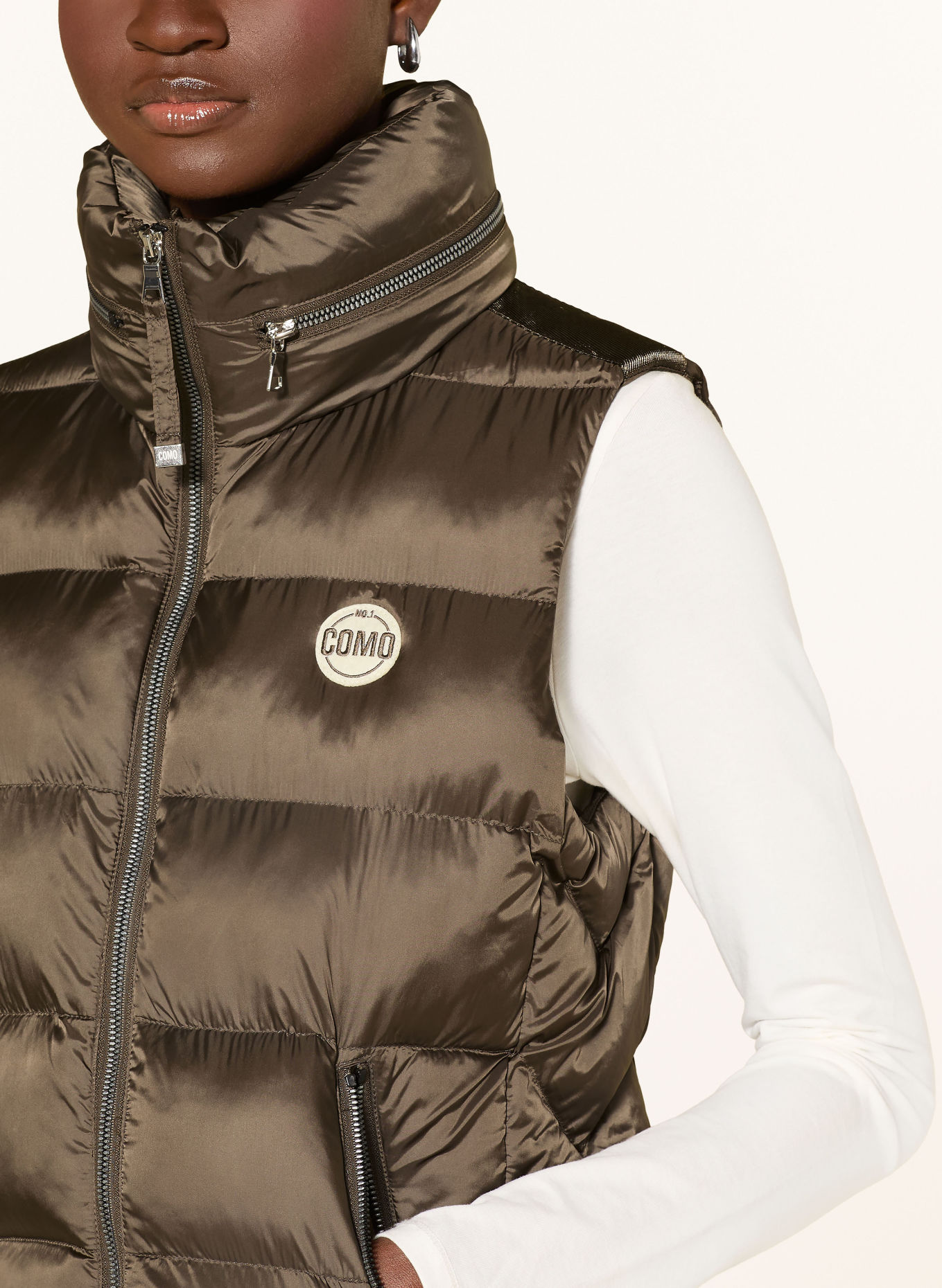 No.1 Como AREZO Quilted vest: KHAKI