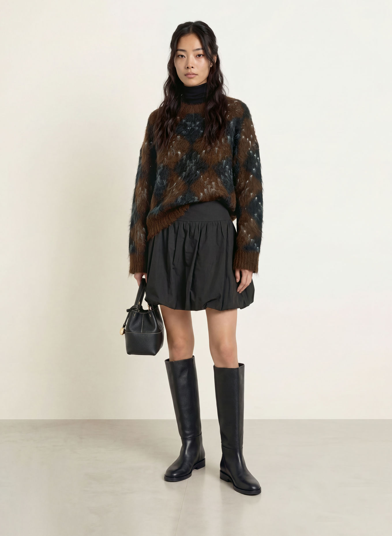 NEO NOIR ROEME Sweater: BROWN / CREAM / BLACK