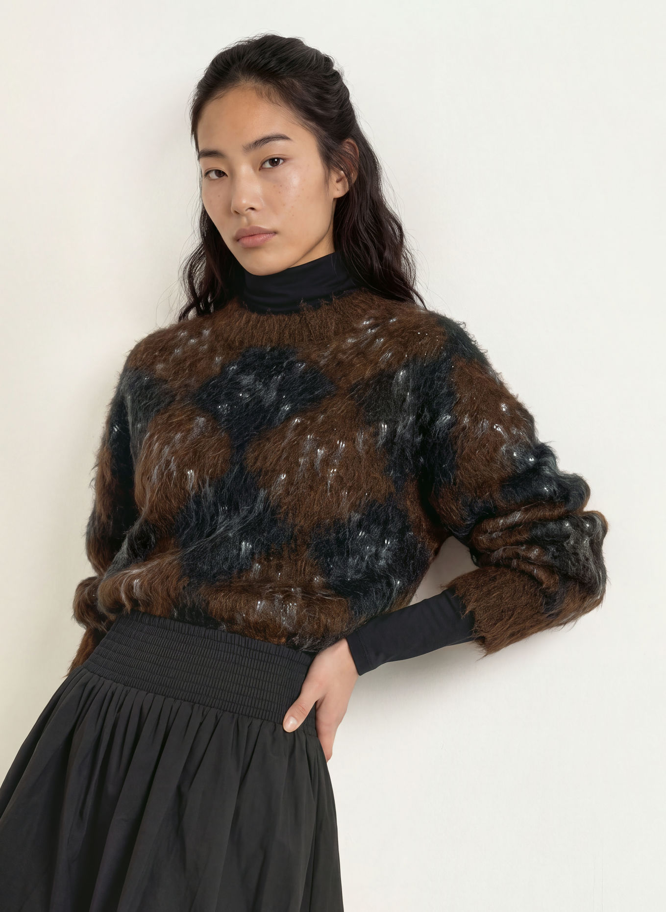 NEO NOIR ROEME Sweater: BROWN / CREAM / BLACK