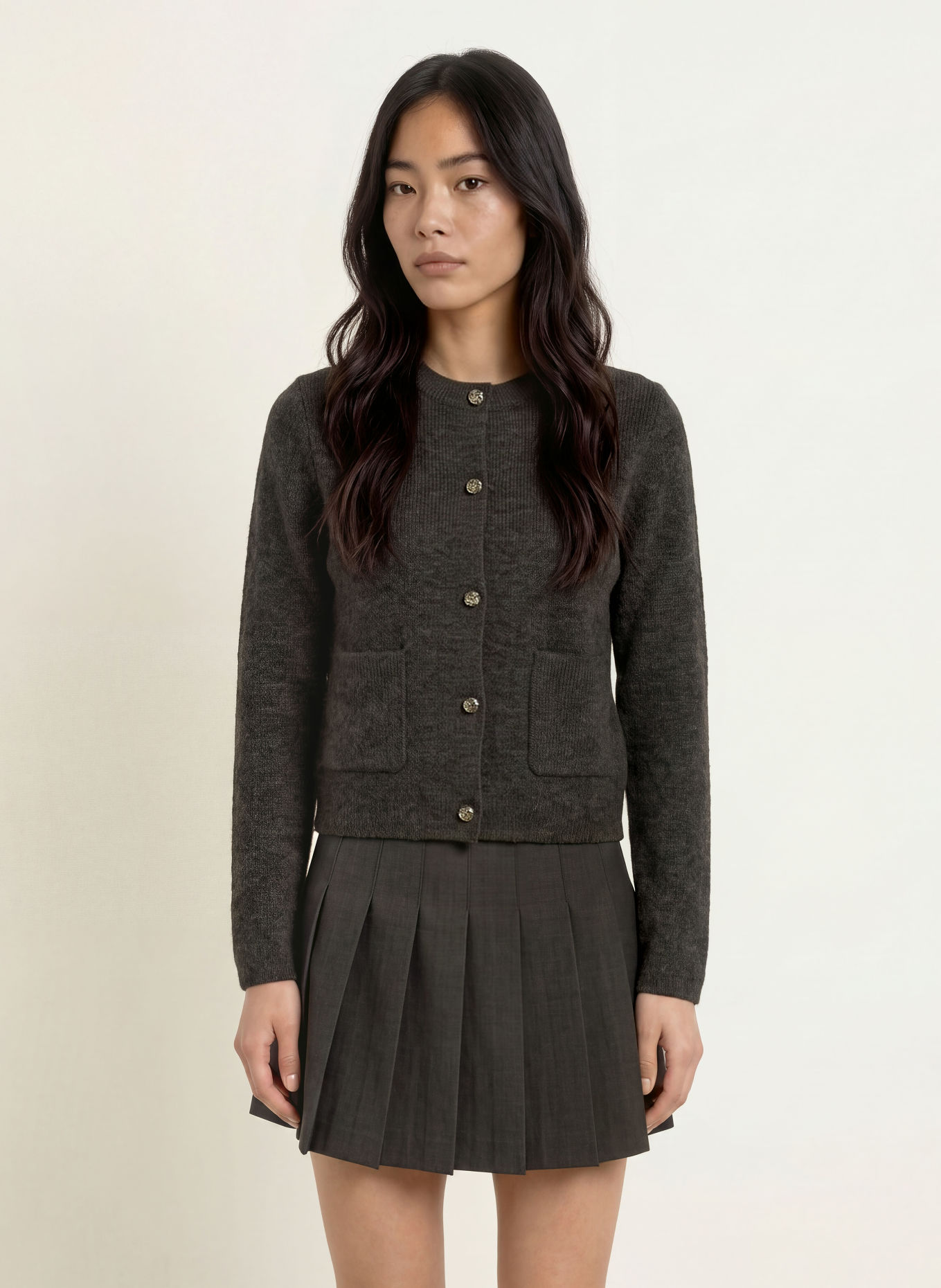NEO NOIR Strickjacke ELBIE: DUNKELGRAU