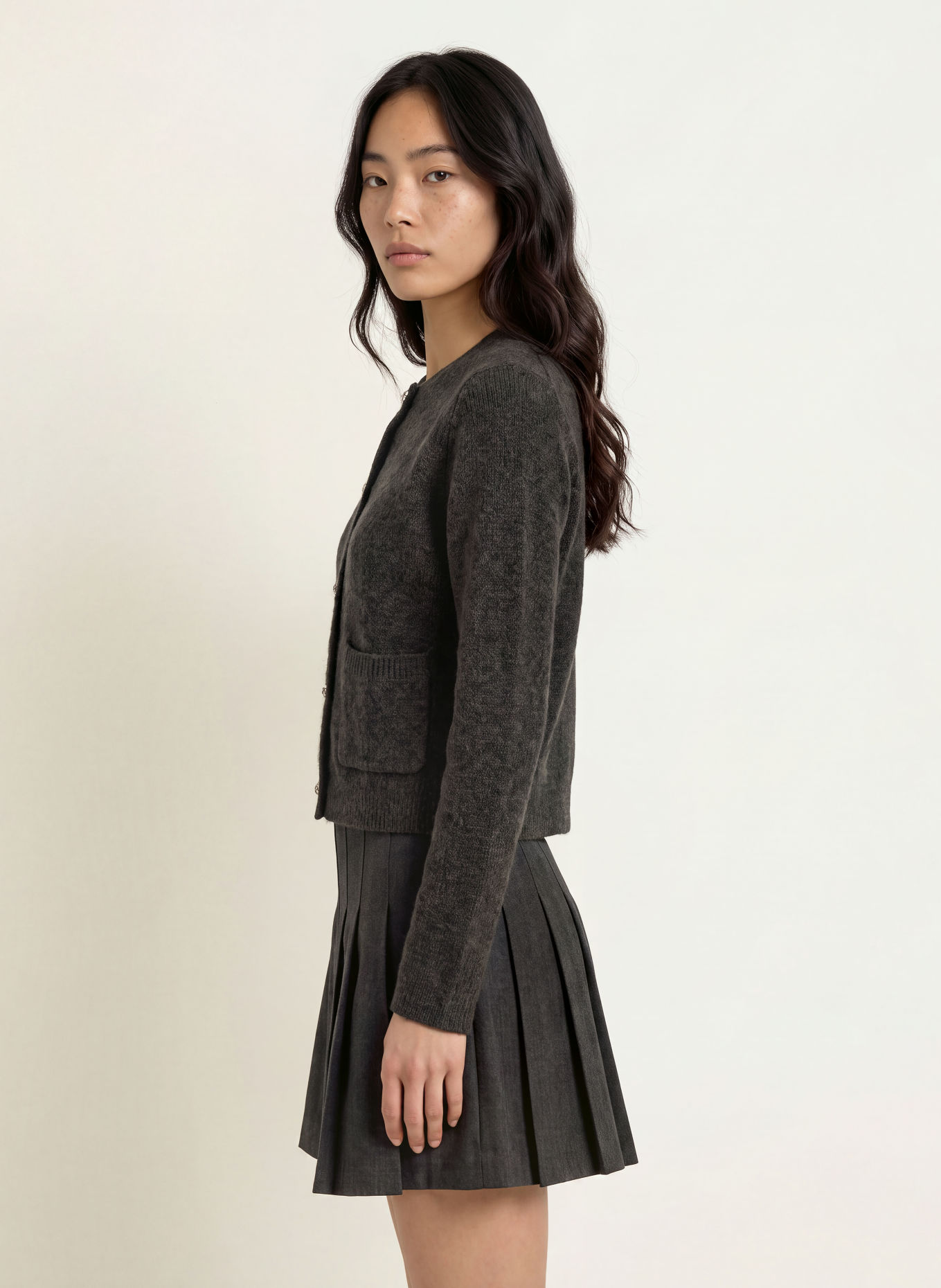 NEO NOIR Strickjacke ELBIE: DUNKELGRAU