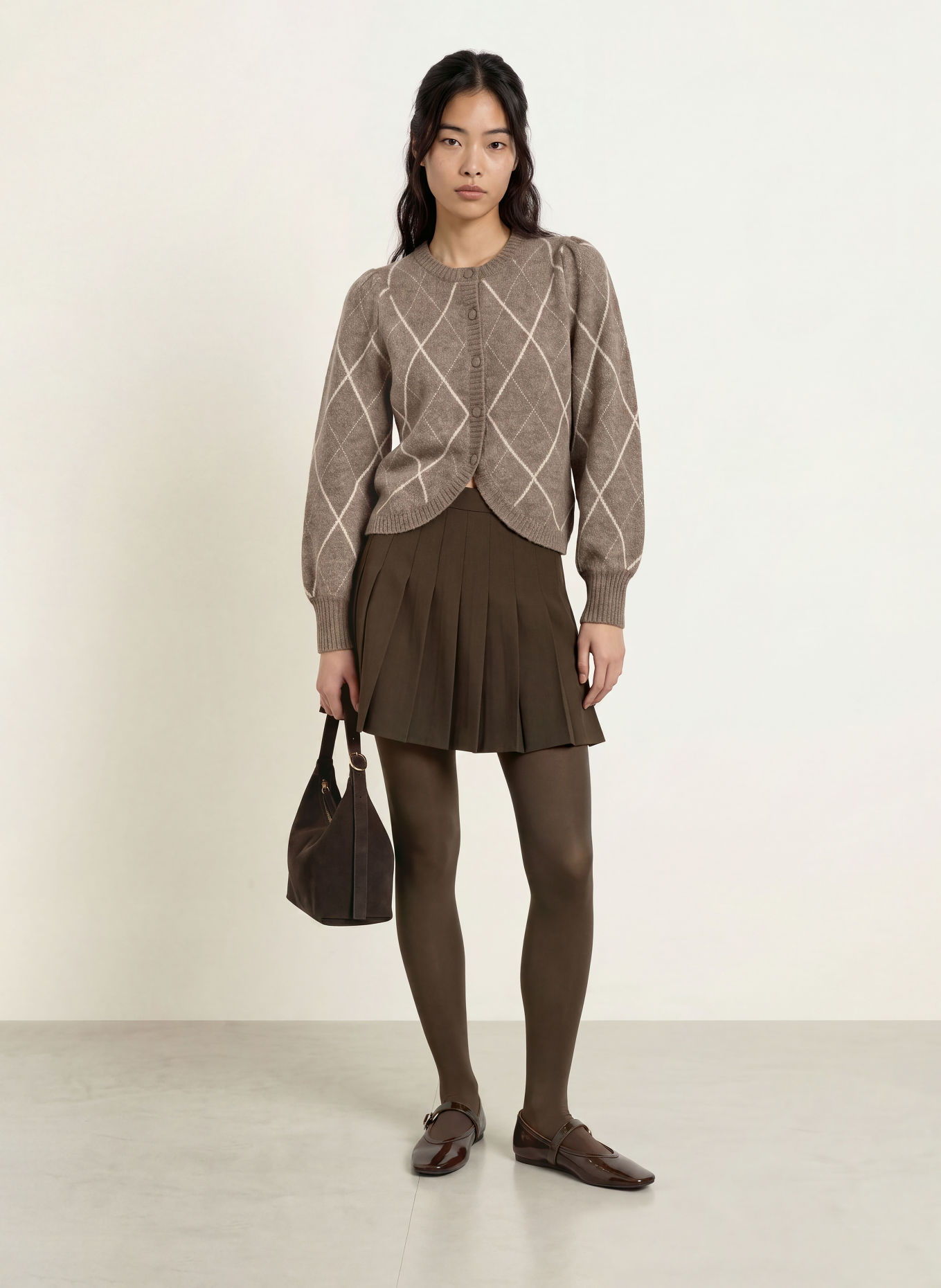 NEO NOIR KOTEAS Cardigan: GRAY / CREAM