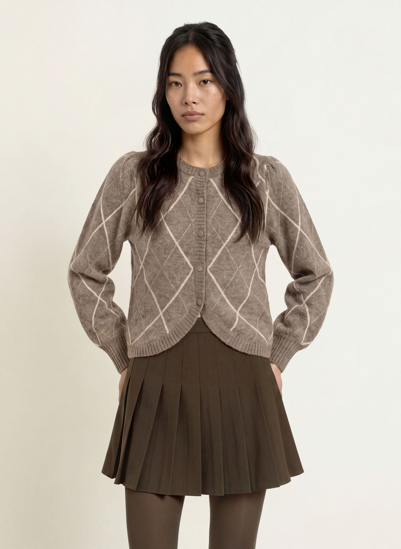 NEO NOIR KOTEAS Cardigan: GRAY / CREAM