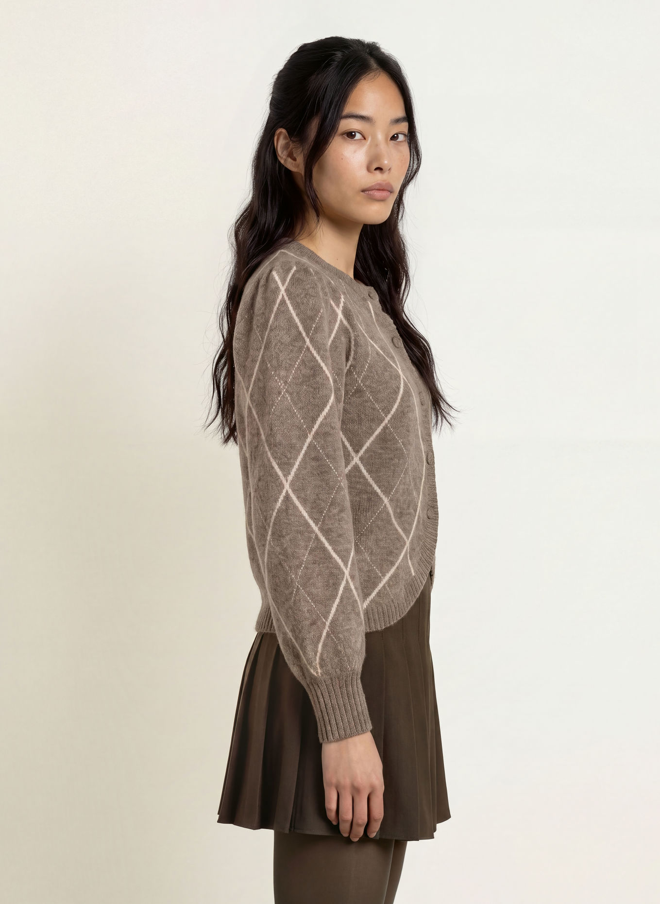 NEO NOIR KOTEAS Cardigan: GRAY / CREAM