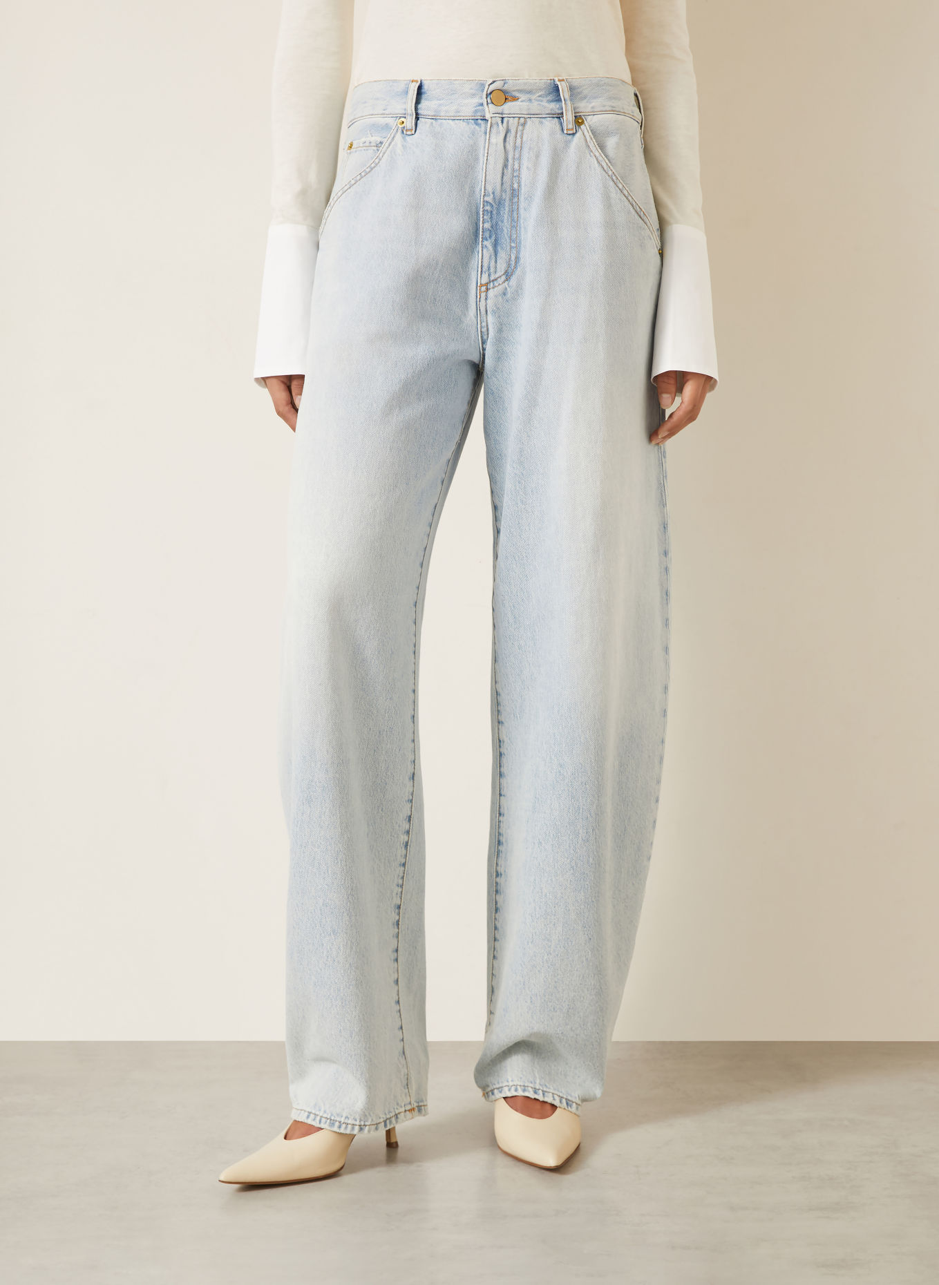 DARKPARK Barrel džíny KHRIS: W042 BLEACH BABY BLUE