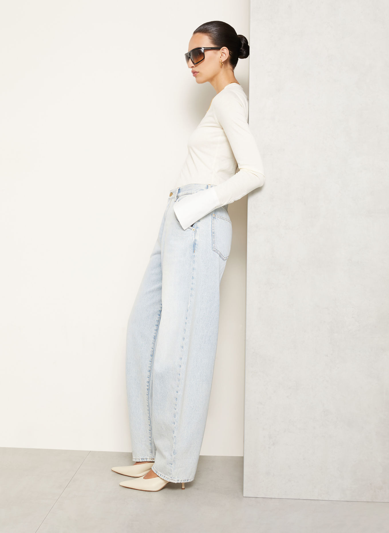 DARKPARK Barrel džíny KHRIS: W042 BLEACH BABY BLUE