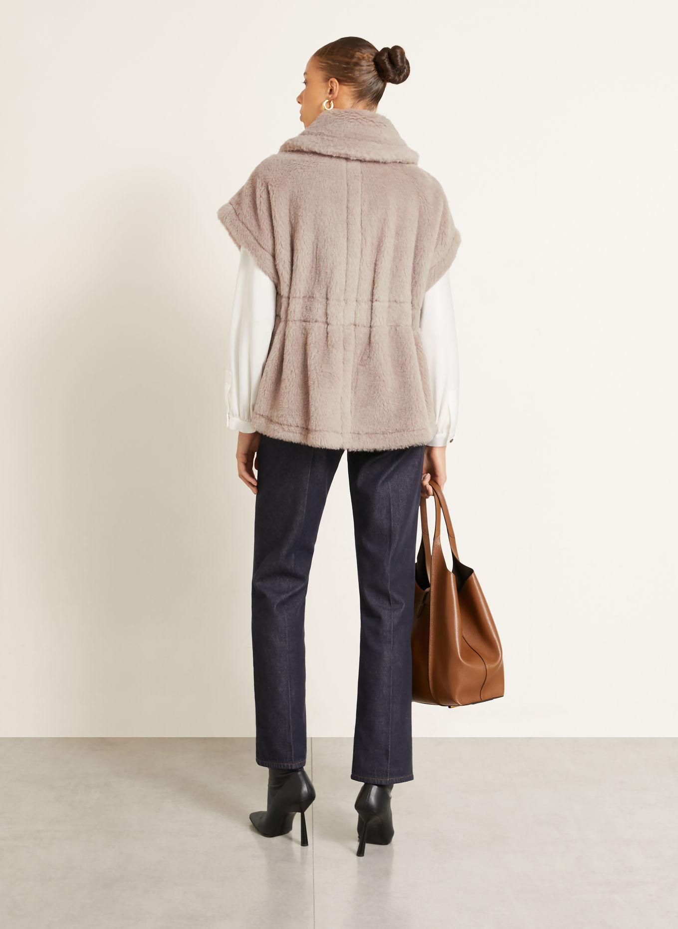Max Mara Kunstfell-Weste NEW ABAVO mit Alpaka: HELLGRAU