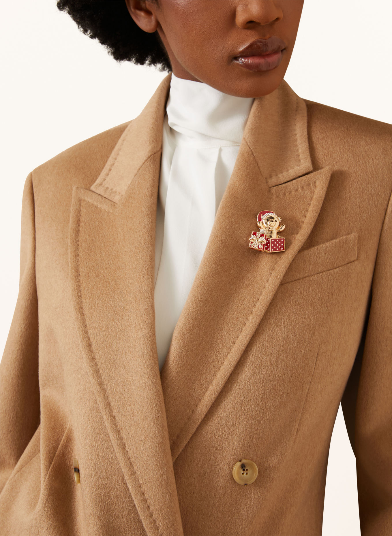 Max Mara Brosche SHINY: GOLD / ROT / WEISS