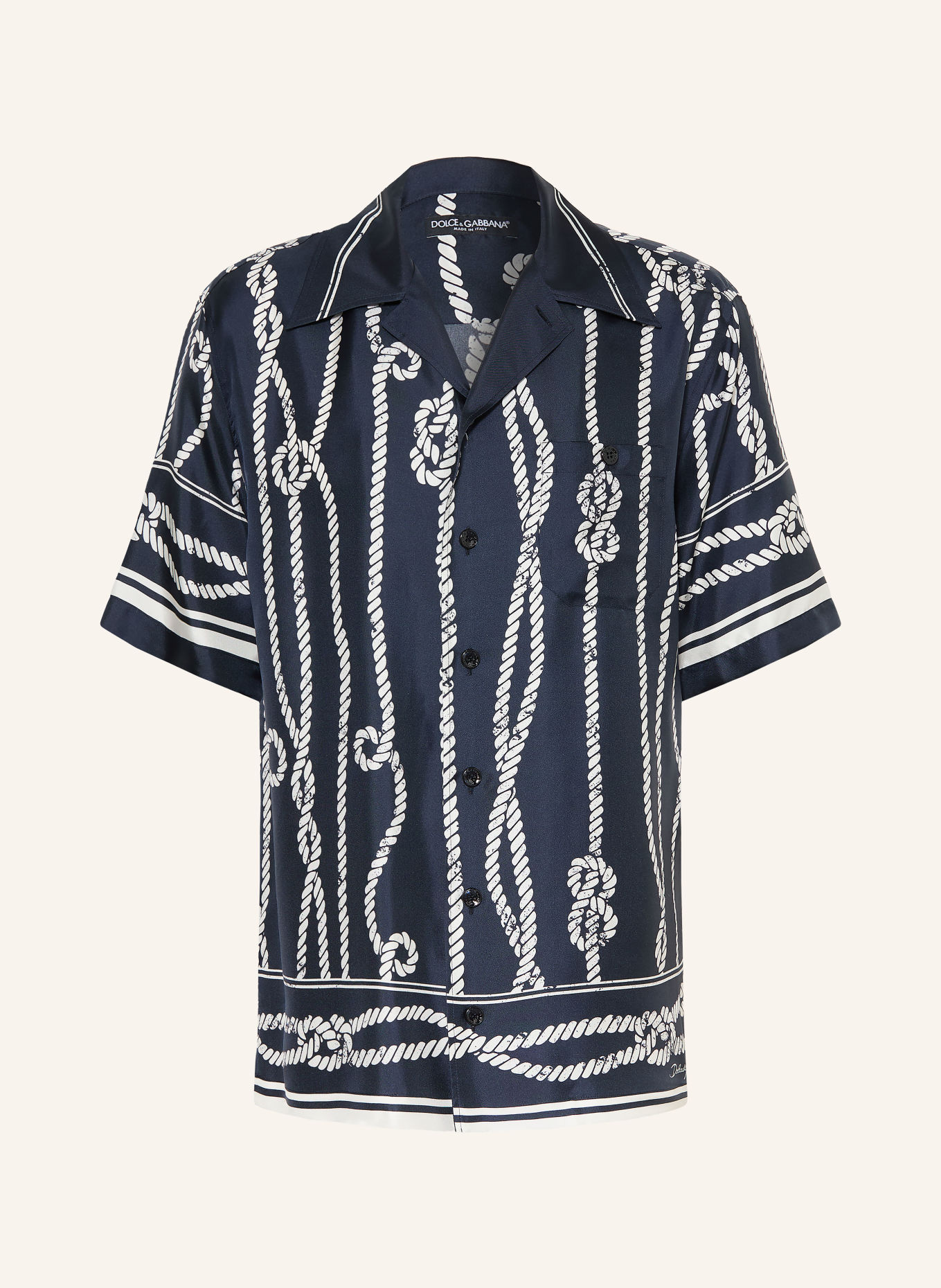 DOLCE & GABBANA Resort-overhemd Comfort Fit van zijde: DONKERBLAUW / WIT