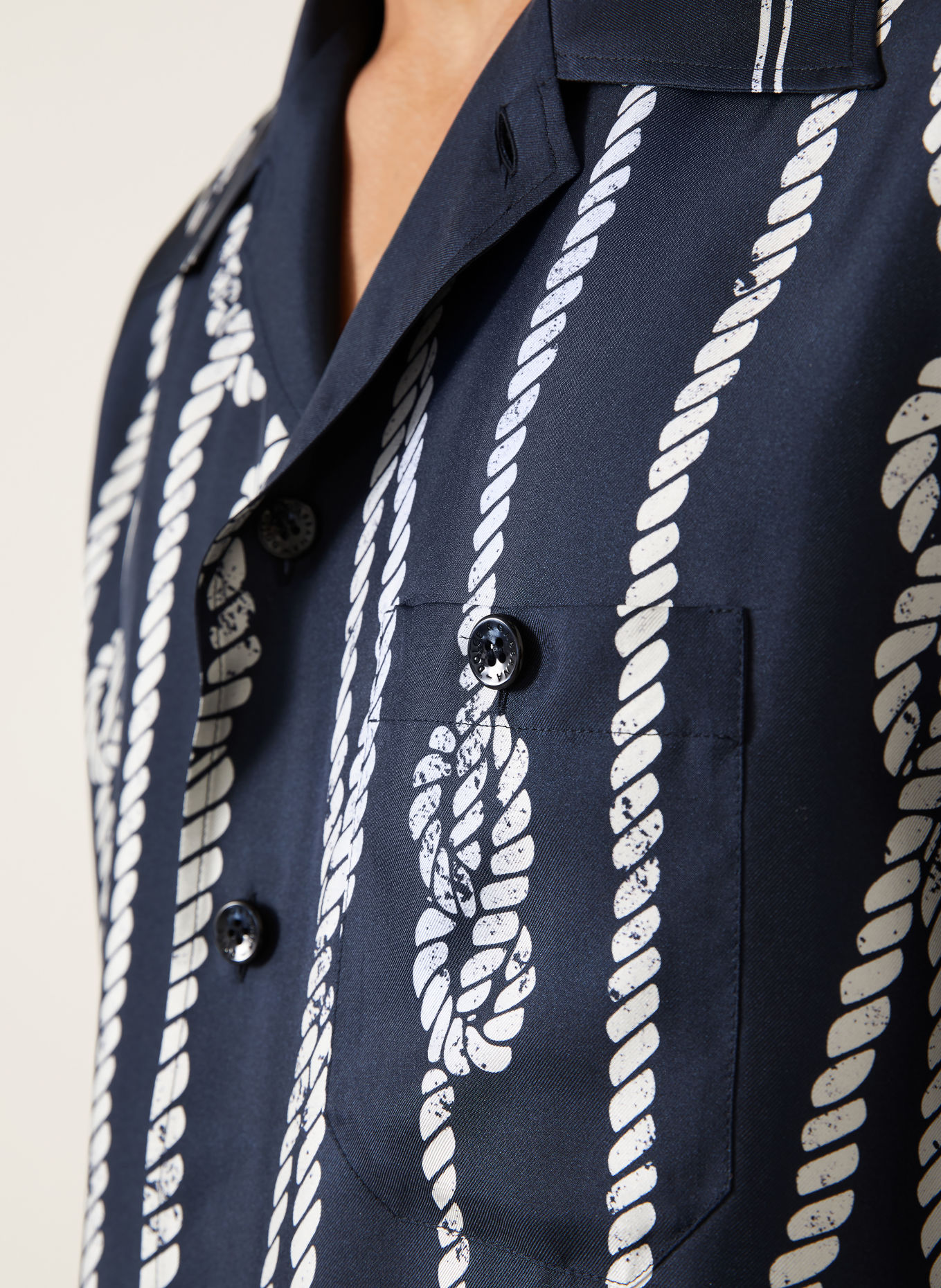 DOLCE & GABBANA Resort-overhemd Comfort Fit van zijde: DONKERBLAUW / WIT
