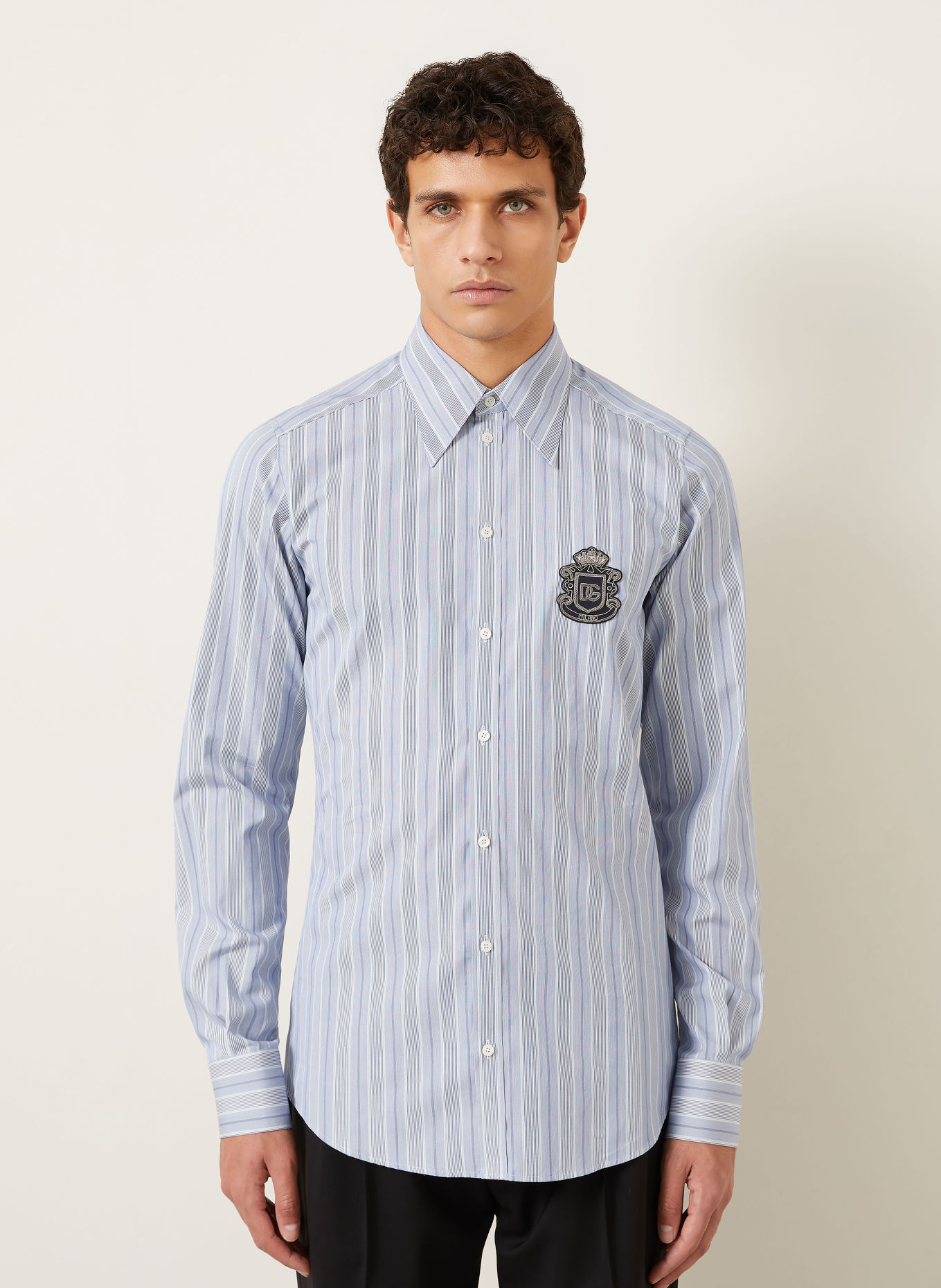 DOLCE & GABBANA Skjorta, extra slim fit: BLÅGRÅ / LJUSBLÅ / MÖRKBLÅ