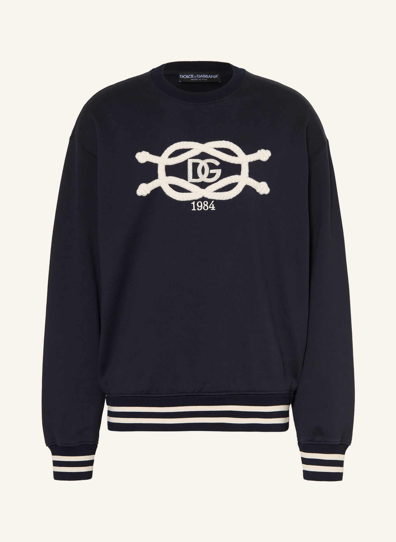 DOLCE & GABBANA Sweatshirt: BLEU FONCÉ / BLANC