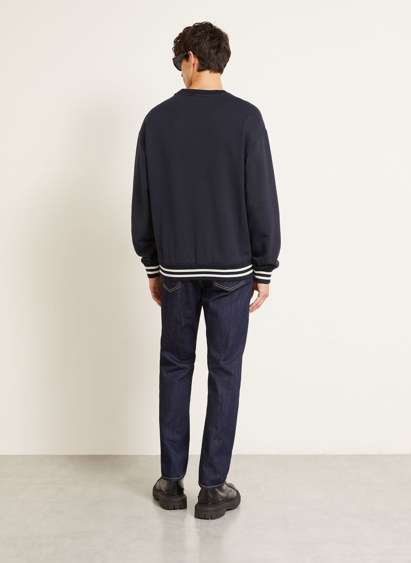 DOLCE & GABBANA Sweatshirt: BLEU FONCÉ / BLANC