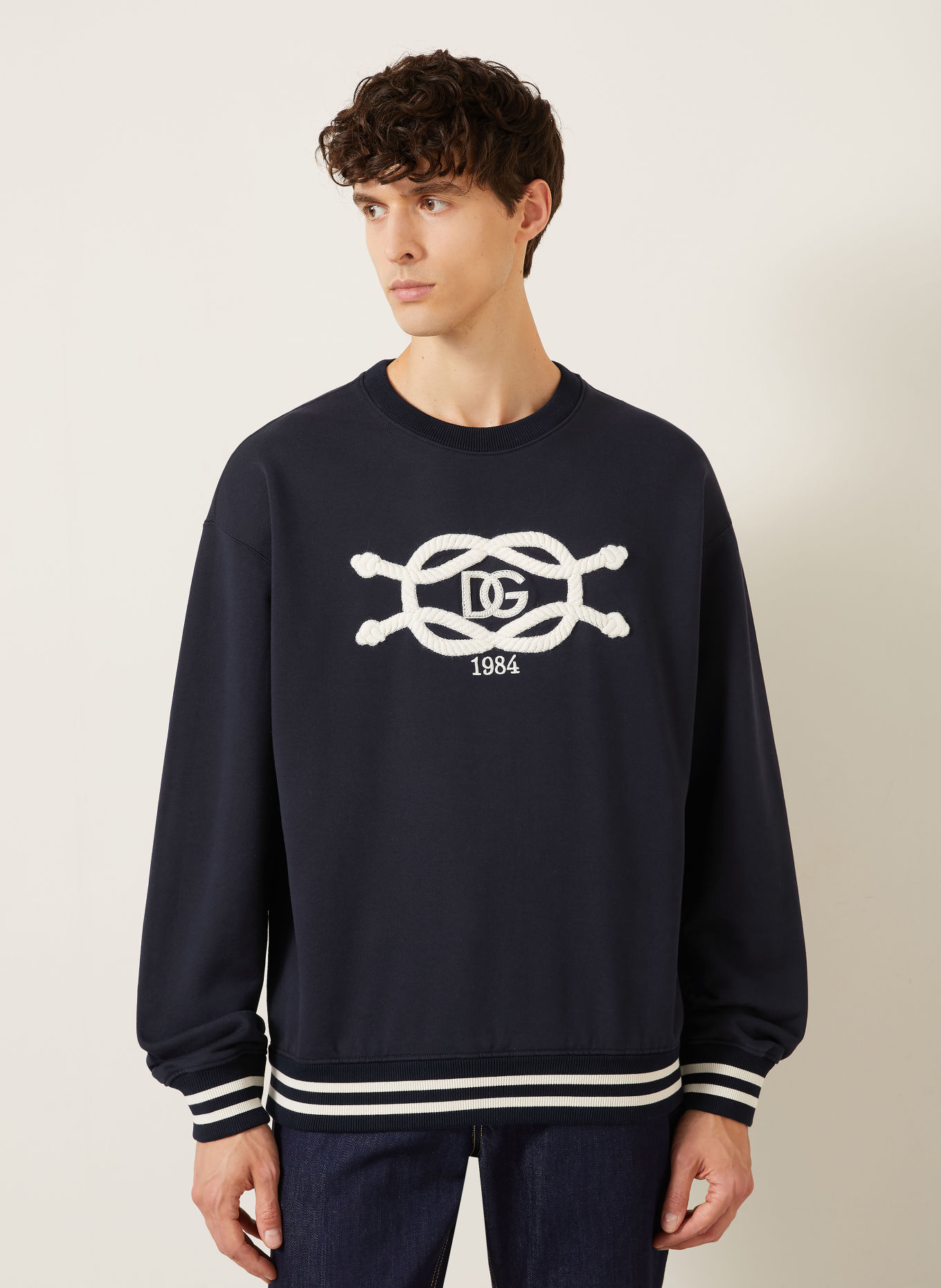 DOLCE & GABBANA Sweatshirt: BLEU FONCÉ / BLANC