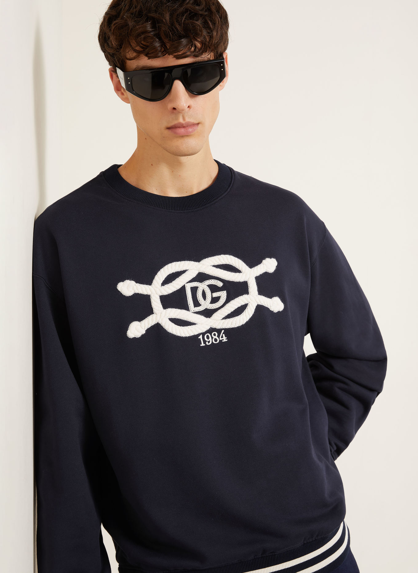 DOLCE & GABBANA Sweatshirt: BLEU FONCÉ / BLANC
