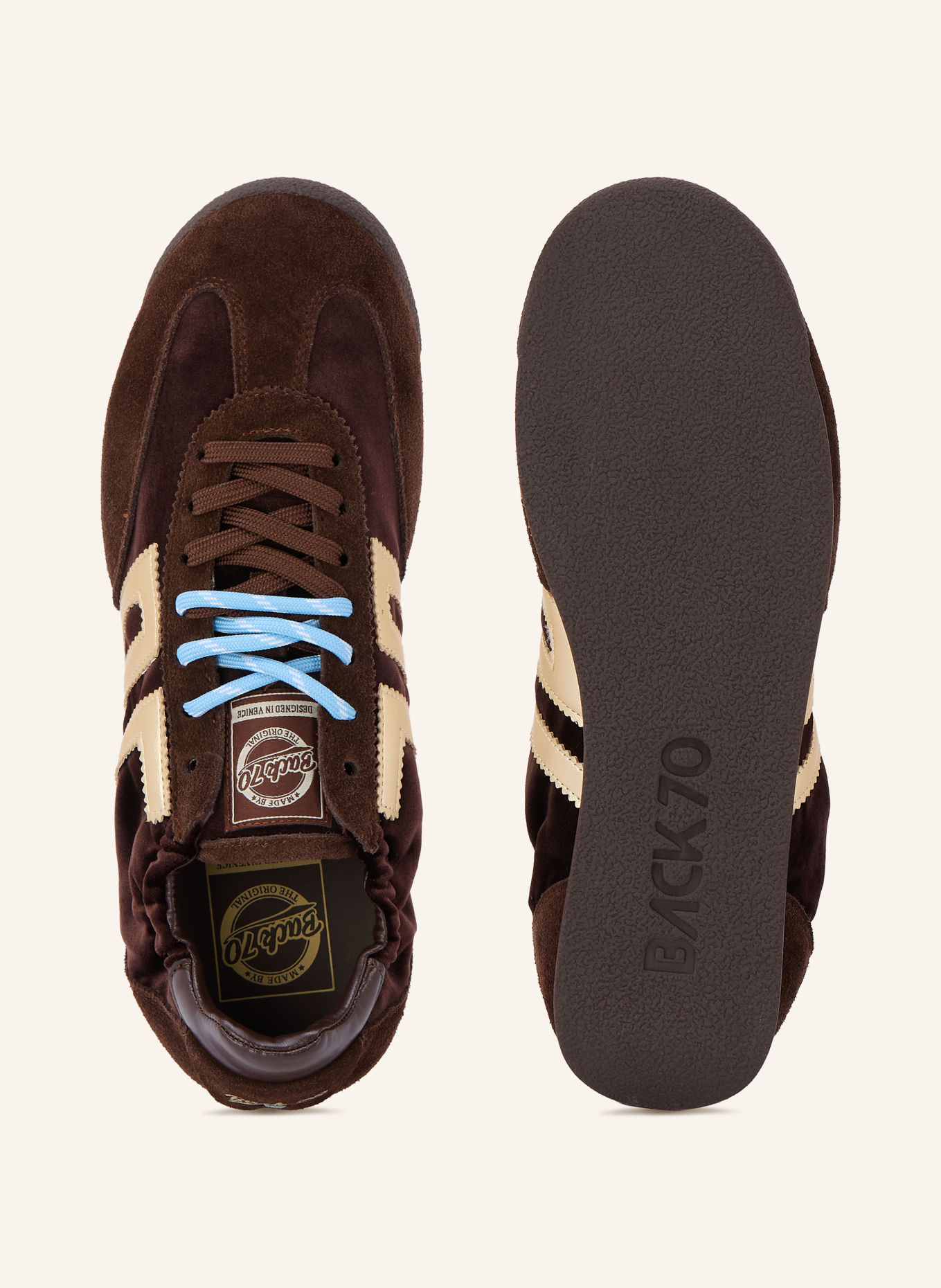 BACK 70 Sneaker ROCKET: DUNKELBRAUN / GOLD / HELLBLAU