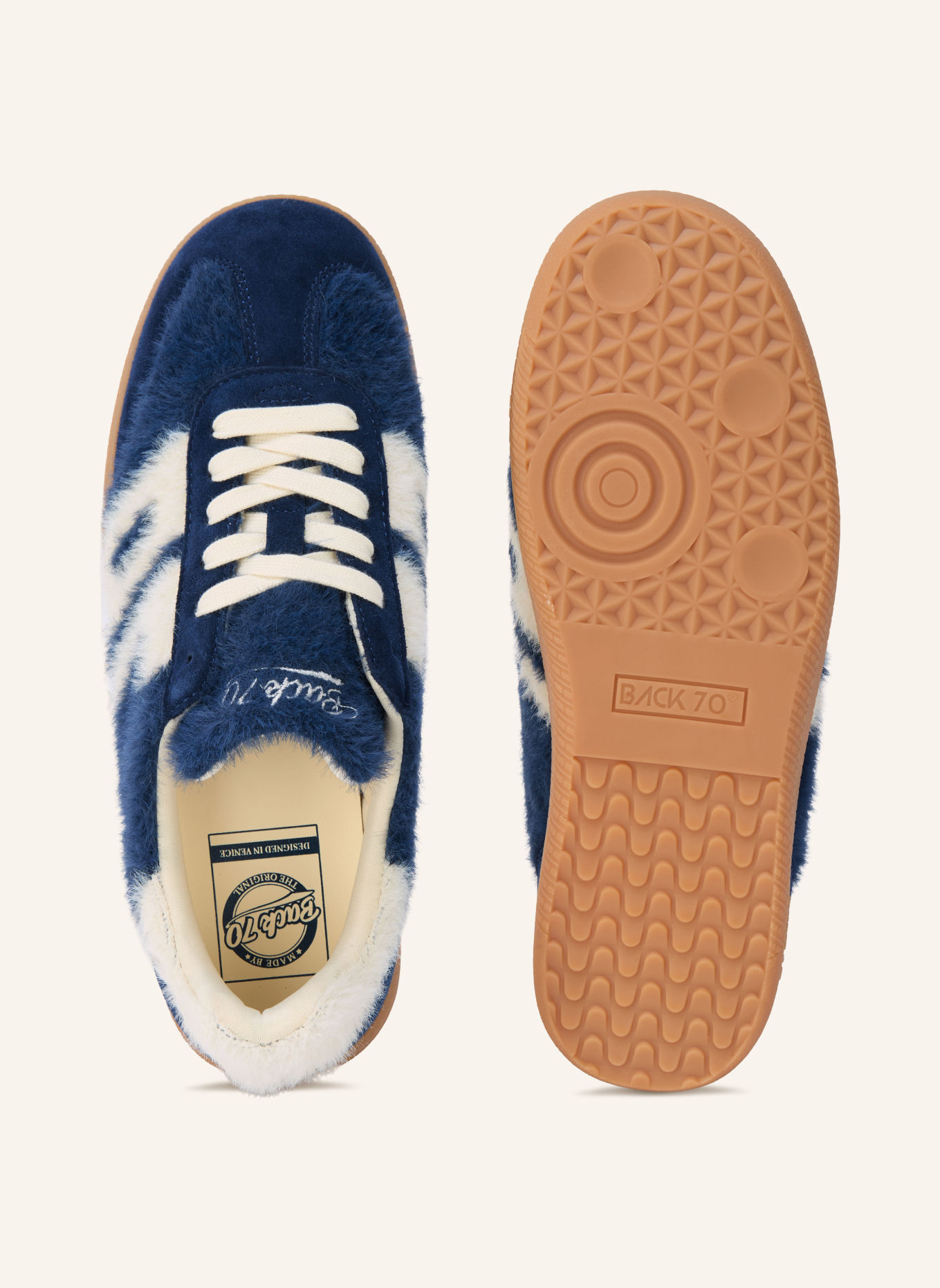 BACK 70 Sneakersy MOHAIR: NIEBIESKI / BIAŁY