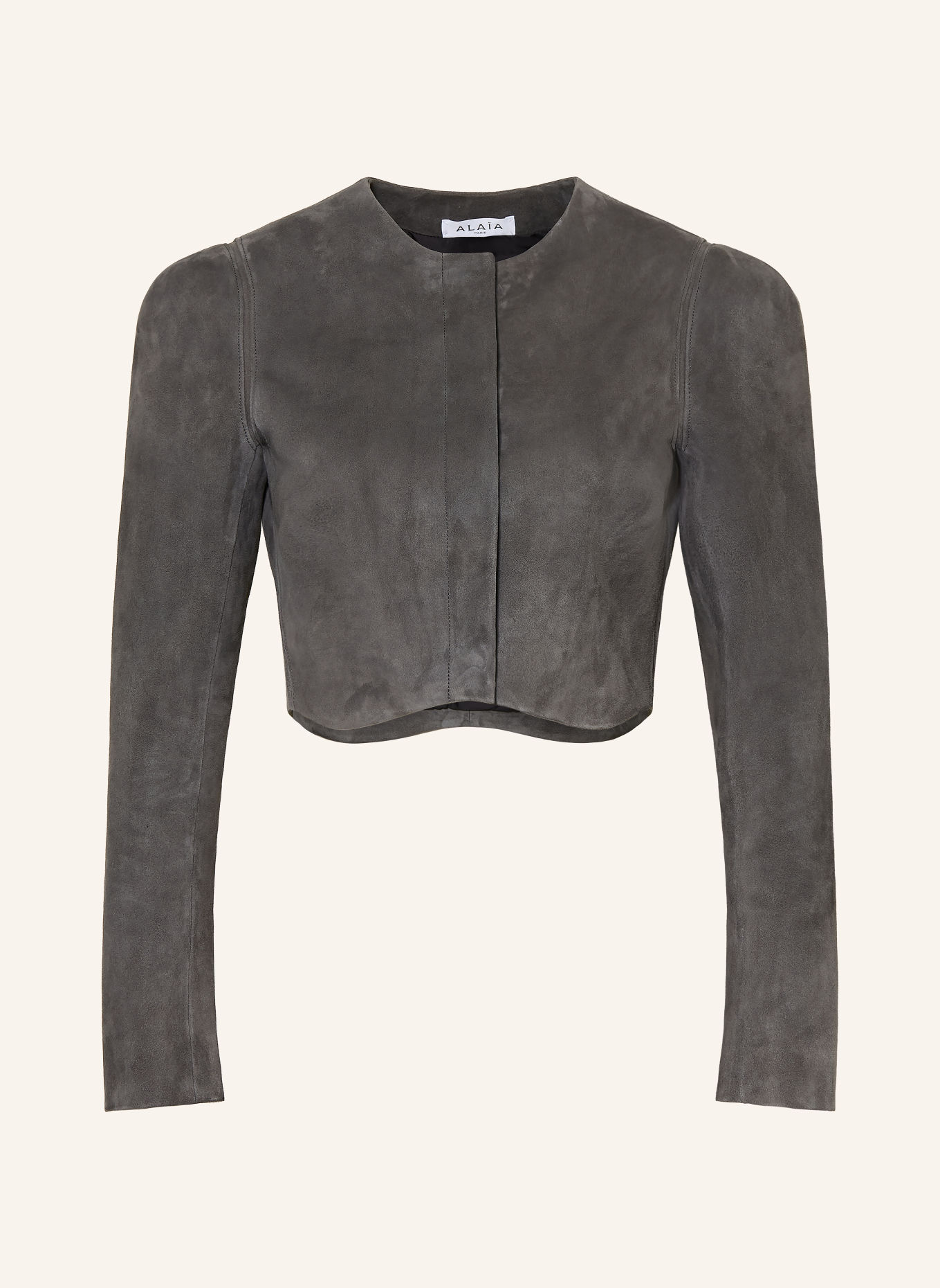 ALAÏA Veste en cuir courte: GRIS FONCÉ