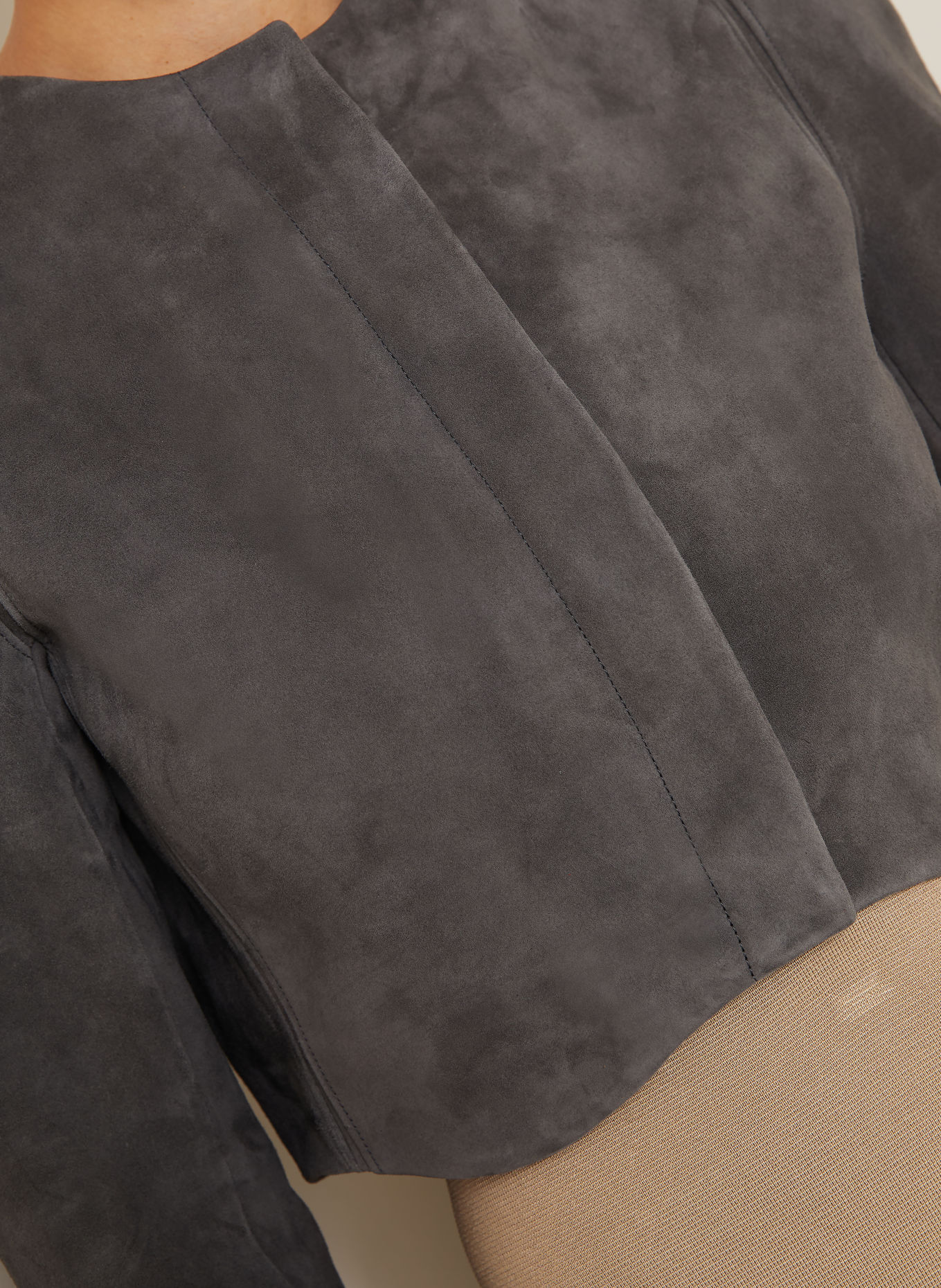 ALAÏA Veste en cuir courte: GRIS FONCÉ