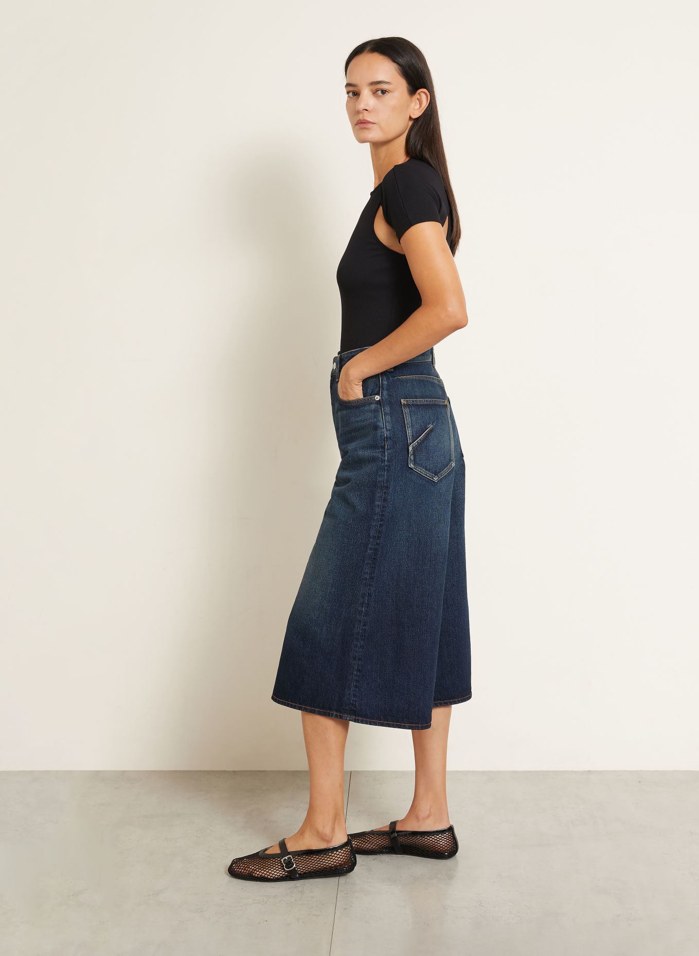 ALAÏA 3/4-jeans PALAZZO: MØRKEBLÅ