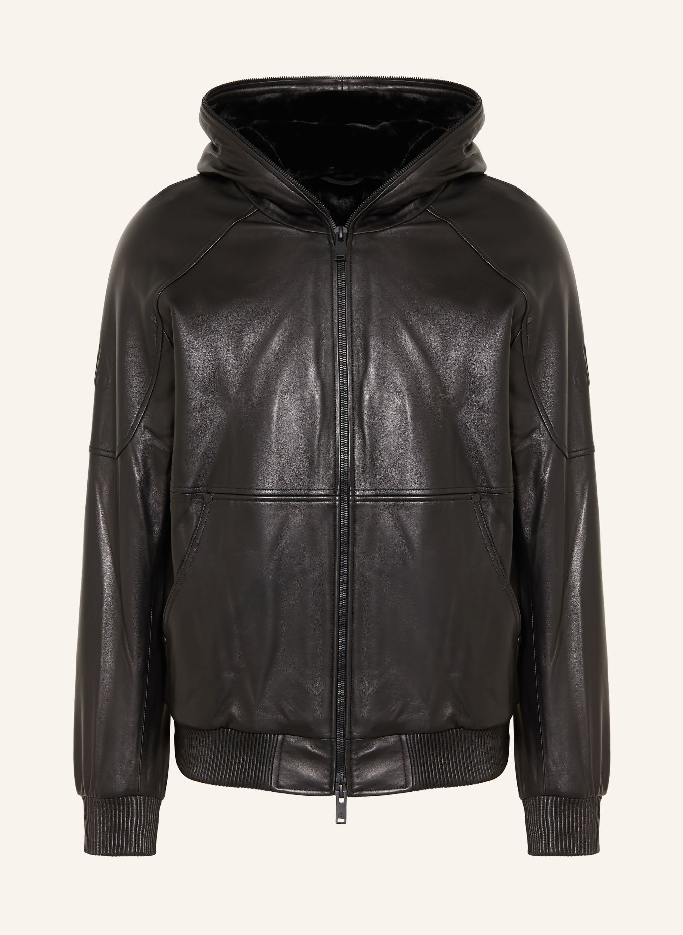 MOOSE KNUCKLES Lederjacke: SCHWARZ