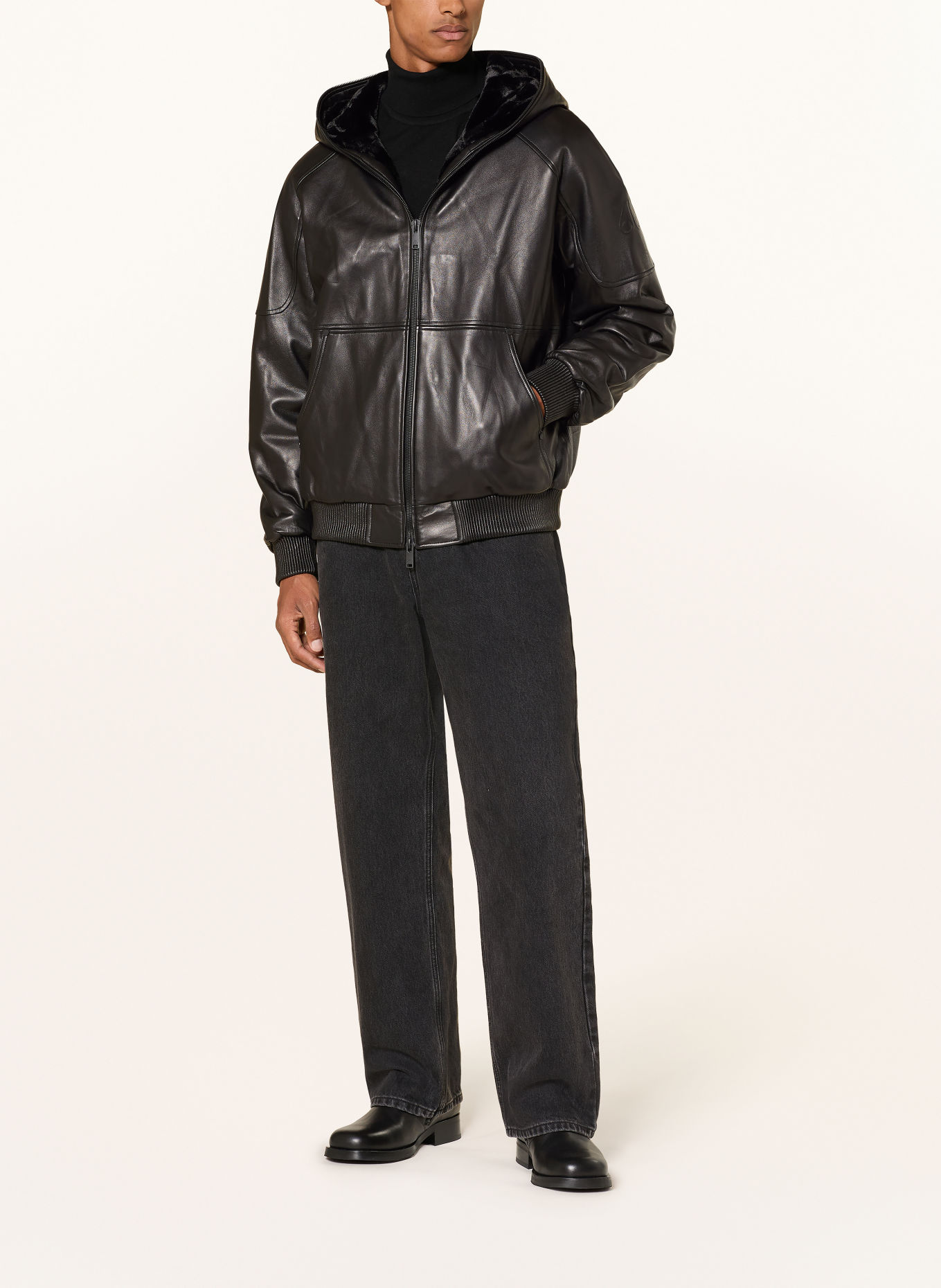 MOOSE KNUCKLES Lederjacke: SCHWARZ