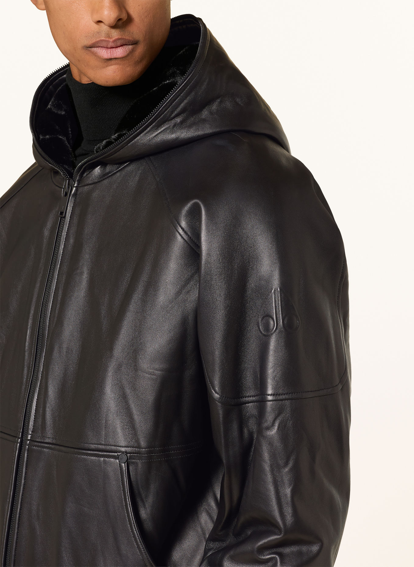 MOOSE KNUCKLES Lederjacke: SCHWARZ