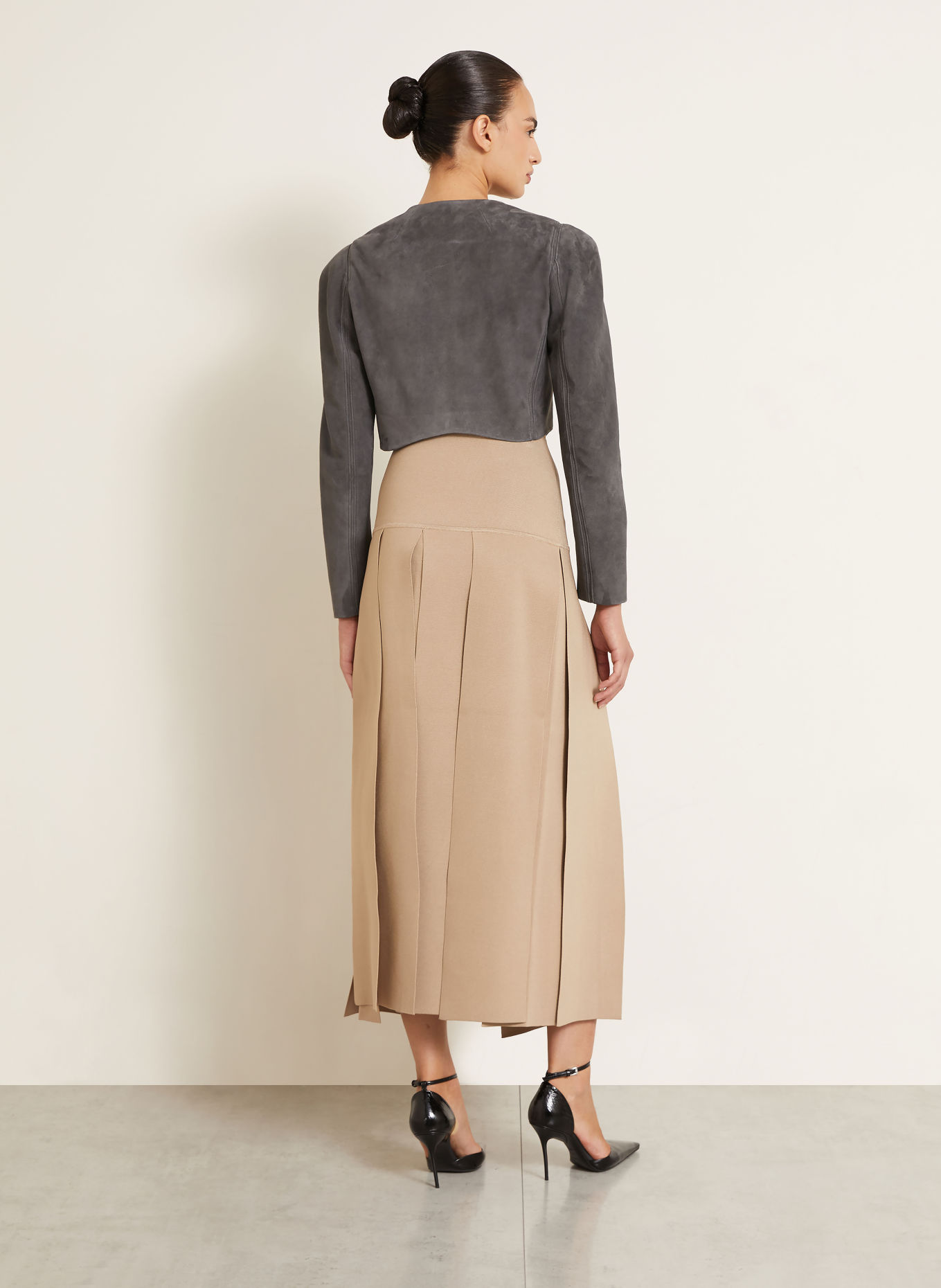 ALAÏA Jerseyrock mit Seide: BEIGE