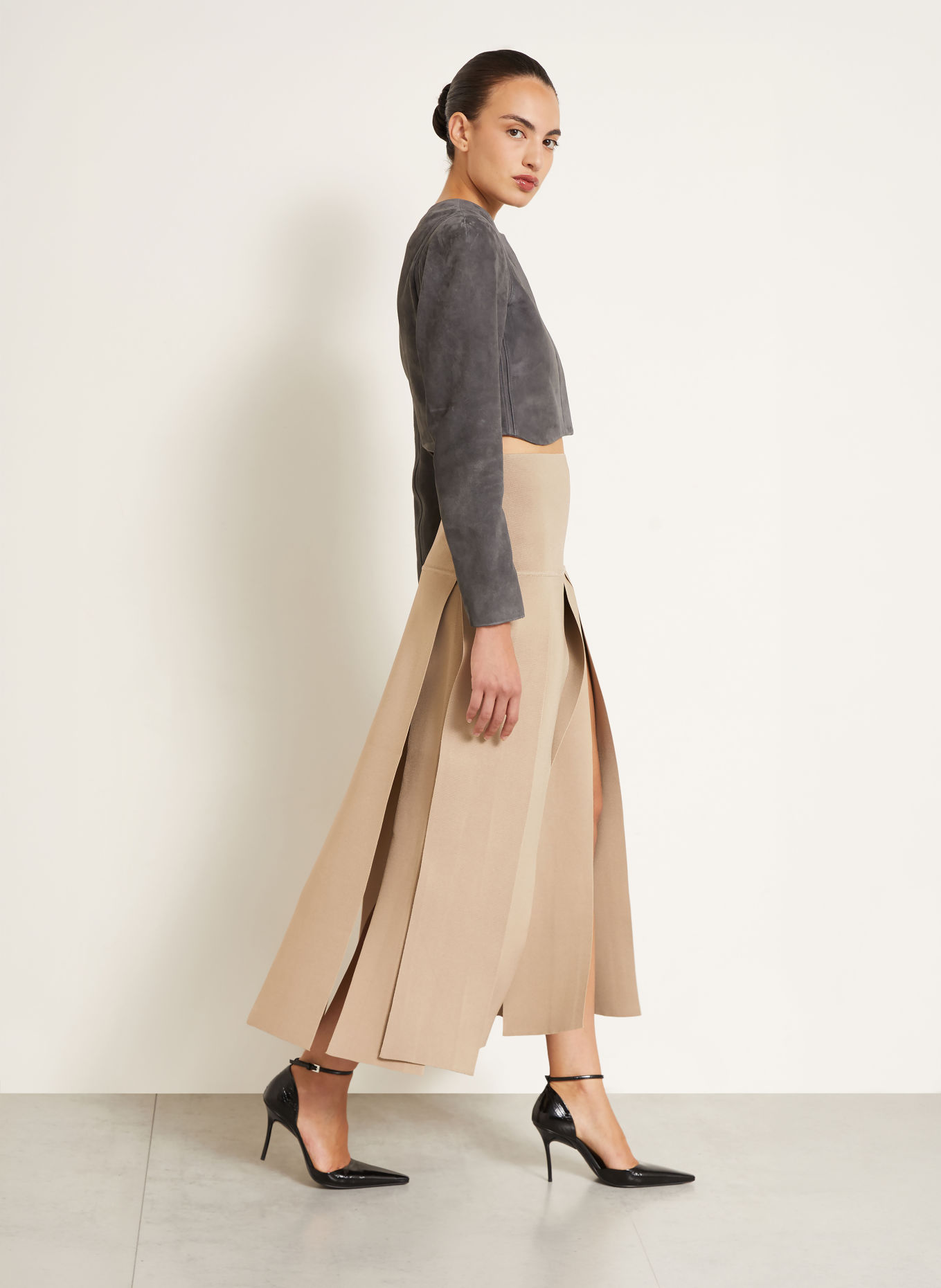 ALAÏA Jerseyrock mit Seide: BEIGE