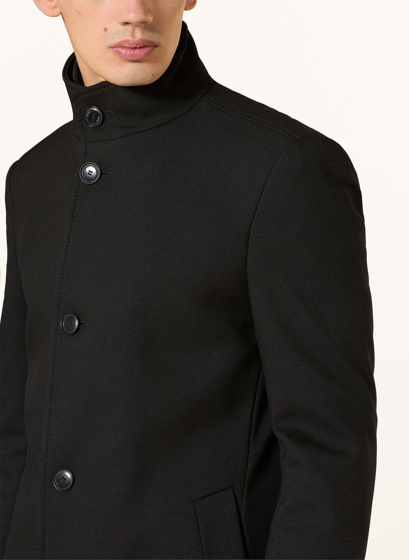 BOSS Mantel HYDE mit herausnehmbarer Blende: SCHWARZ