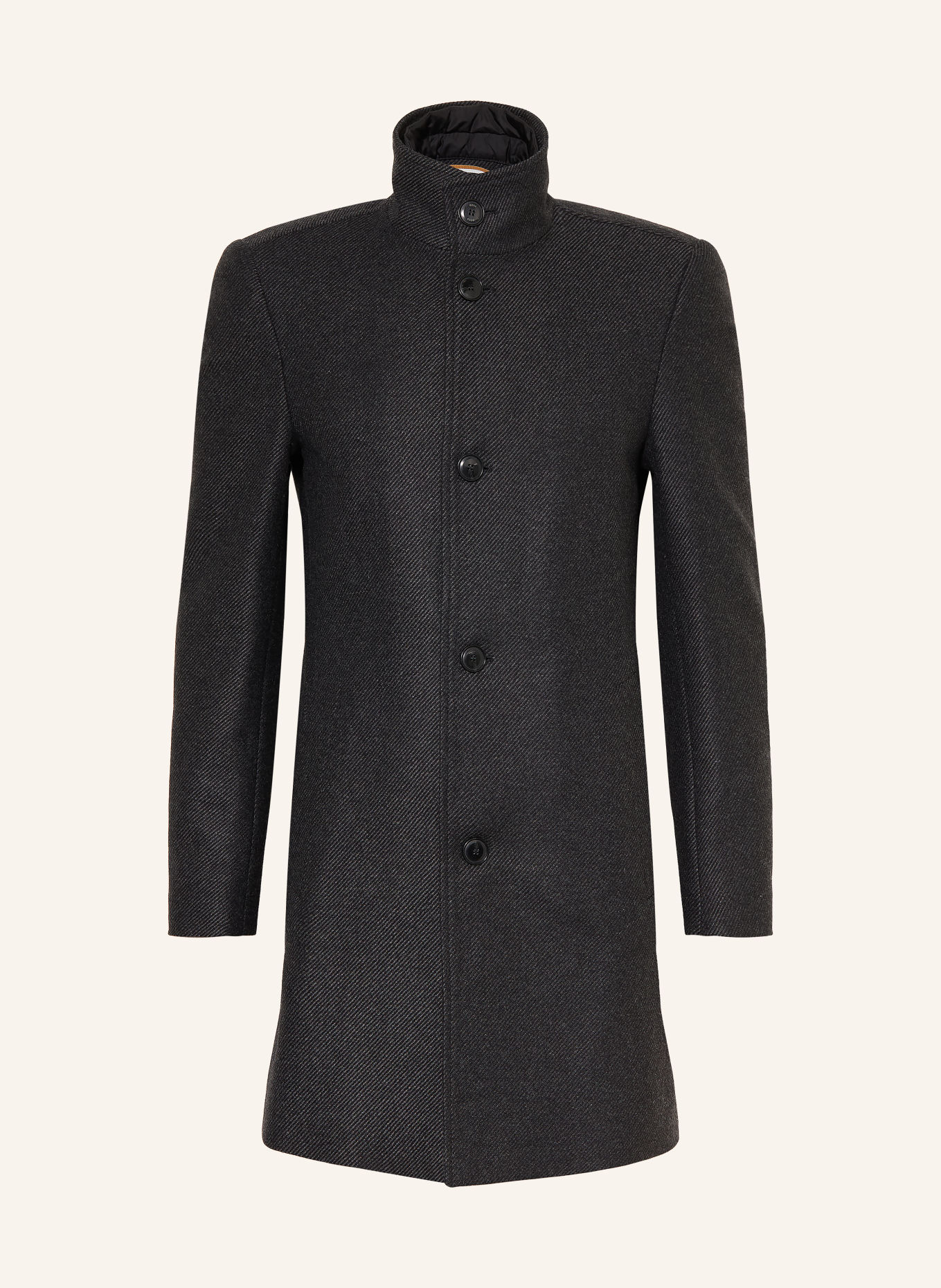 BOSS HYDE wool coat with removable trim: DARK GRAY / GRAY