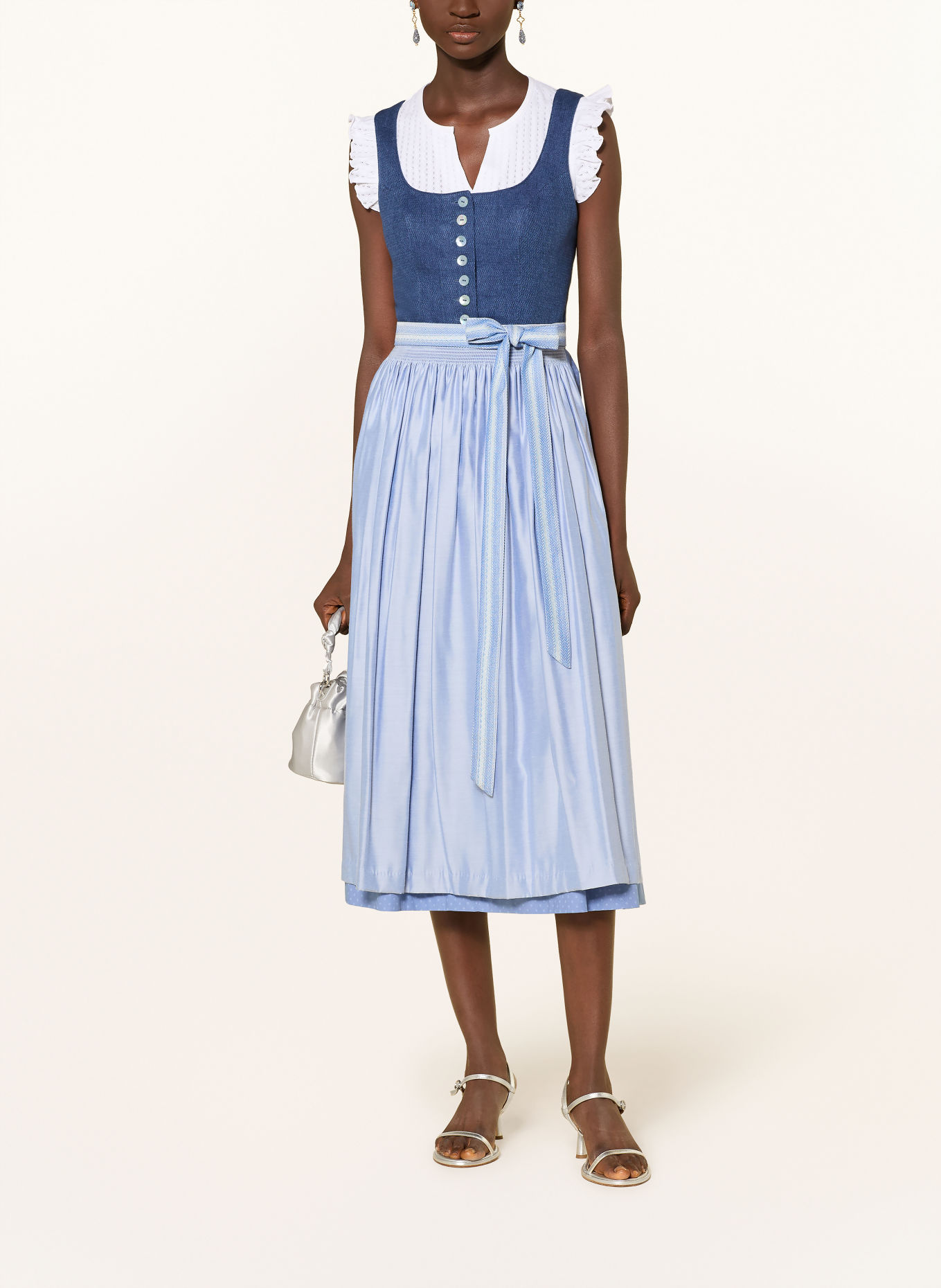 Hammerschmid CAROLA-Dirndlblouse van kant met ruches: WIT