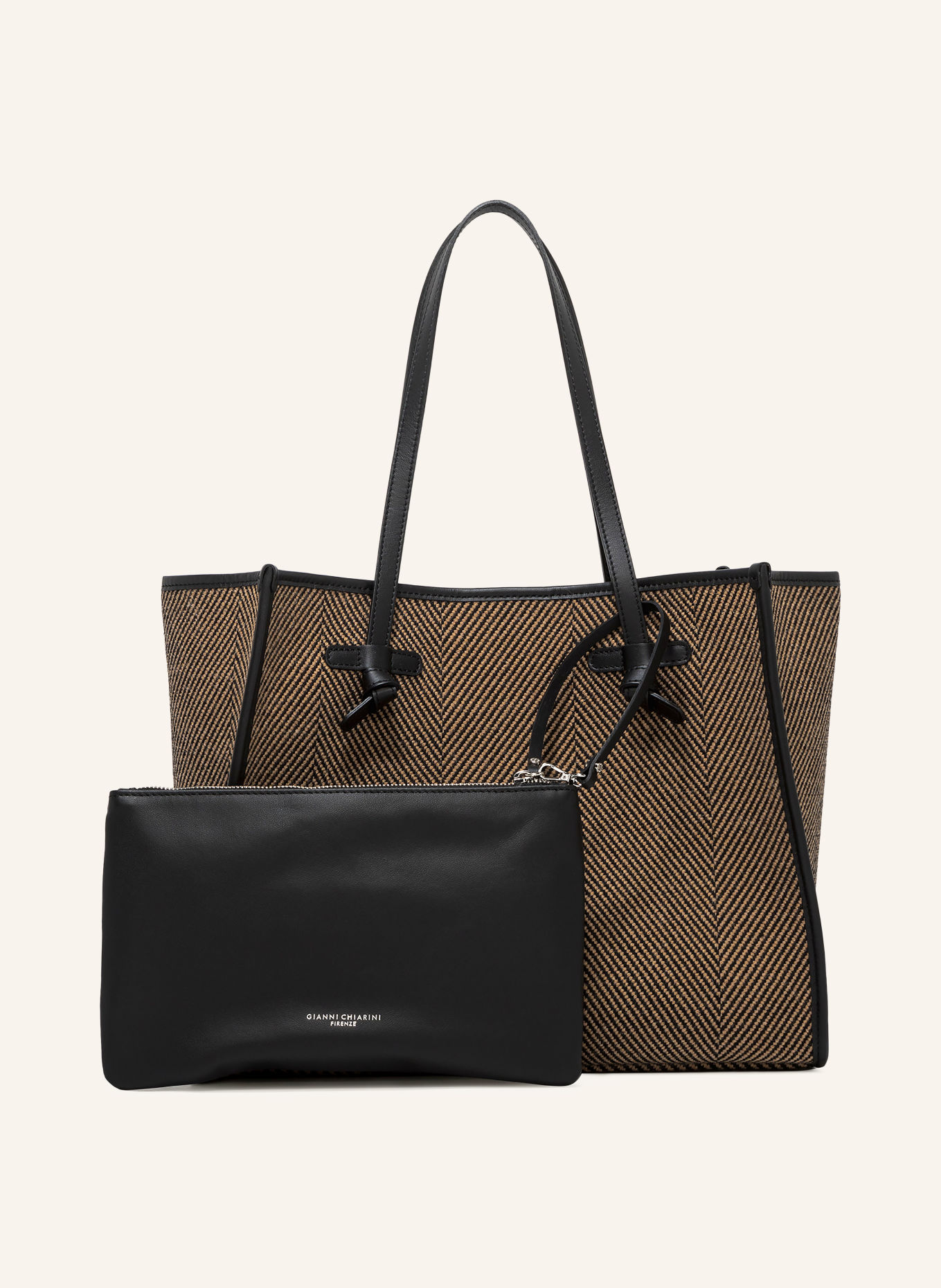 GIANNI CHIARINI Shopper MARCELLA LARGE mit Pouch: BEIGE / SCHWARZ