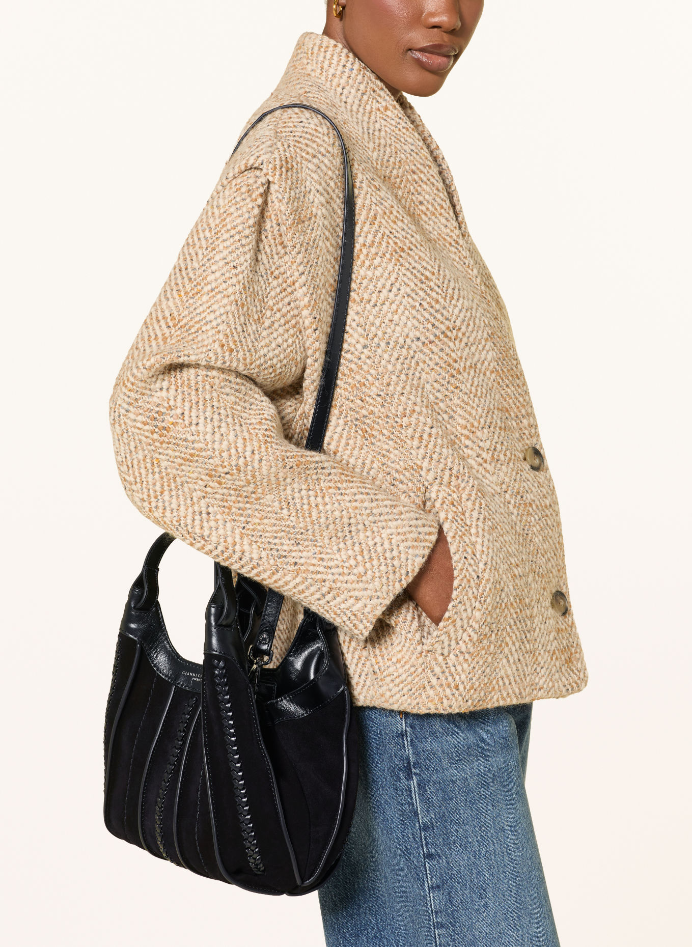 GIANNI CHIARINI DUA MEDIUM Bucket bag: BLACK