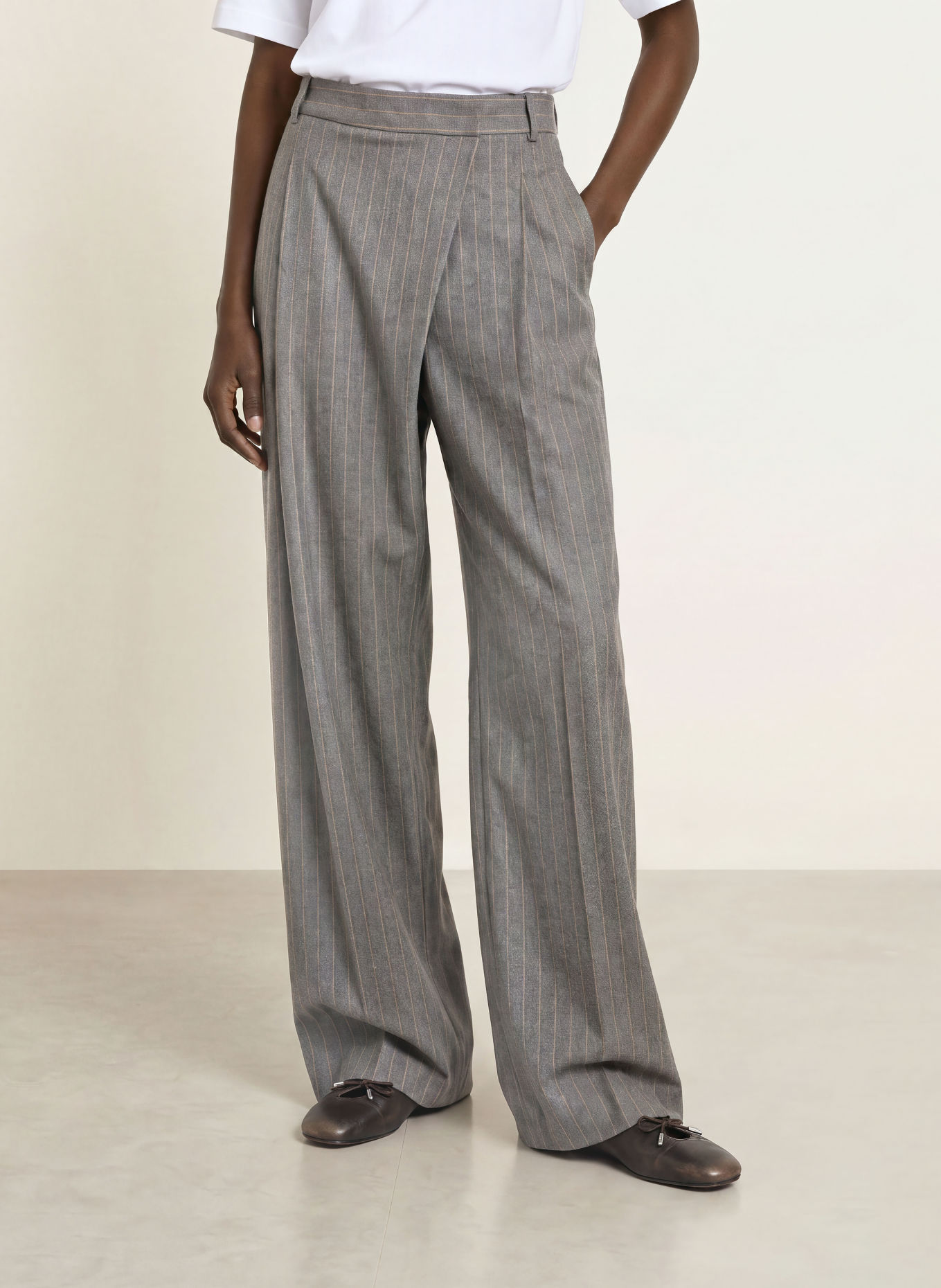 CAMBIO Marlenehose ETERNITY: DUNKELGRAU / CAMEL