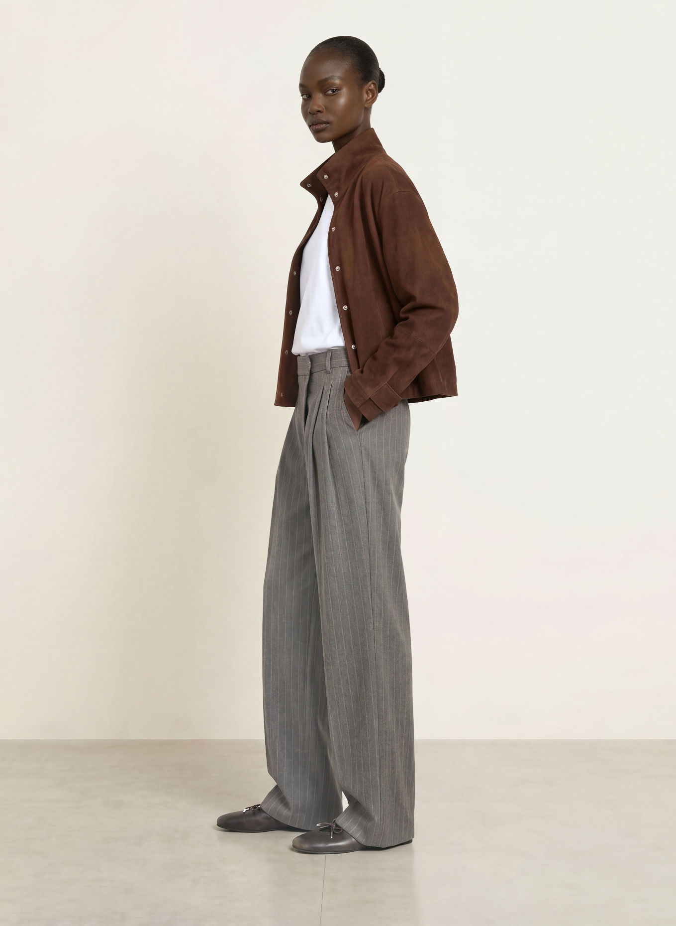 CAMBIO Marlenehose ETERNITY: DUNKELGRAU / CAMEL