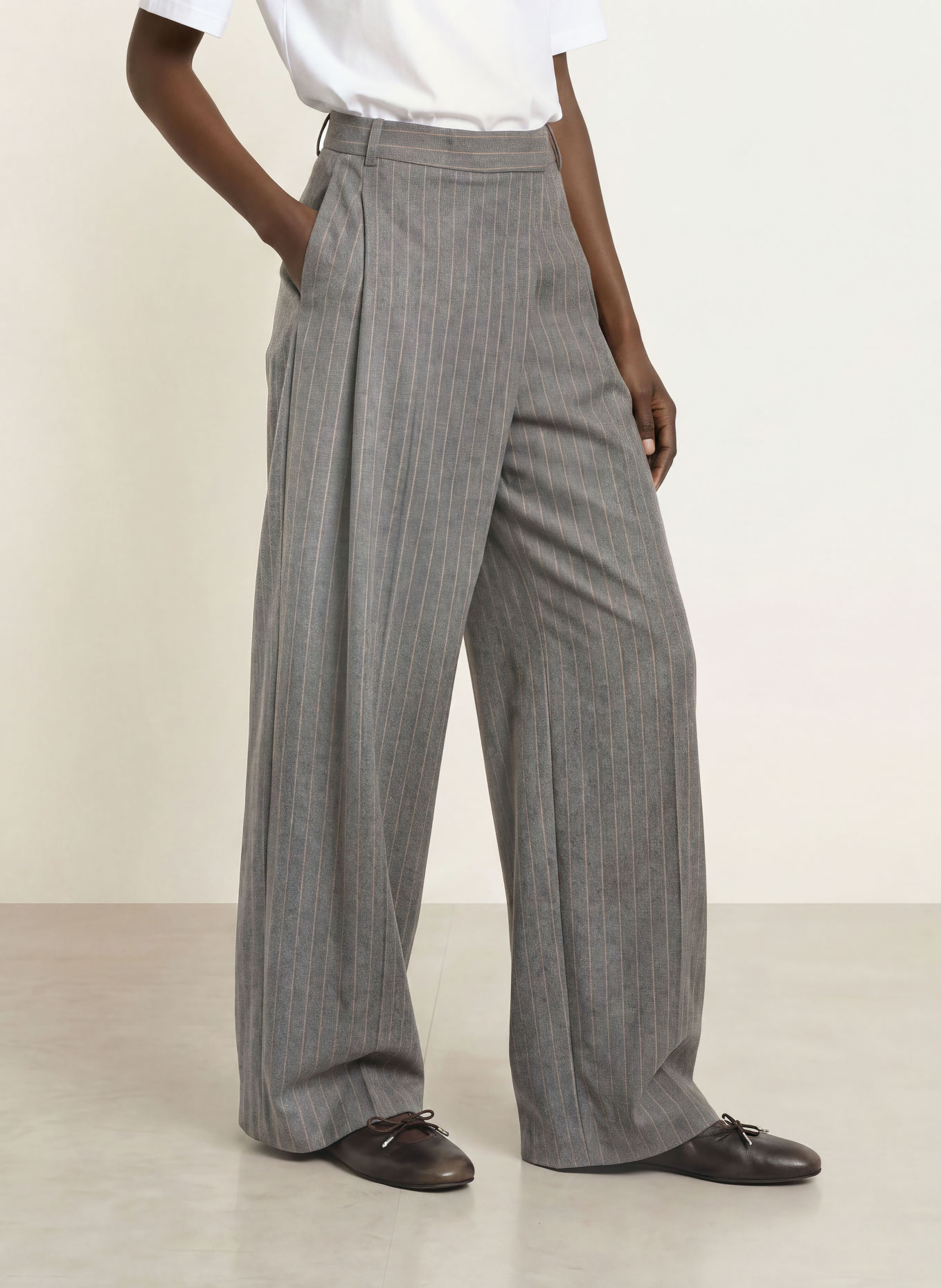 CAMBIO Marlenehose ETERNITY: DUNKELGRAU / CAMEL