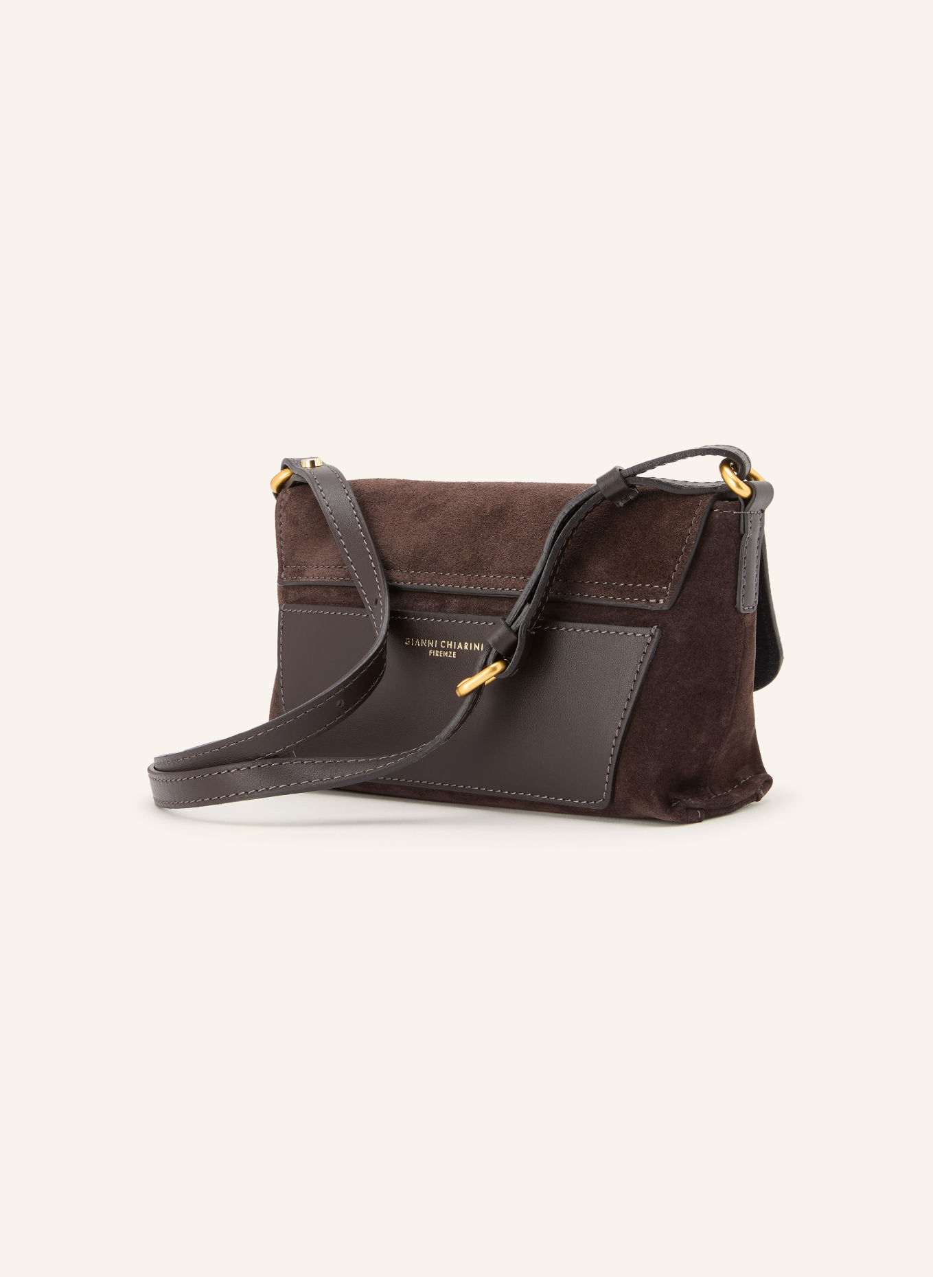 GIANNI CHIARINI Schoudertas EUGENIA SMALL: MARRON FONCÉ / GOUD