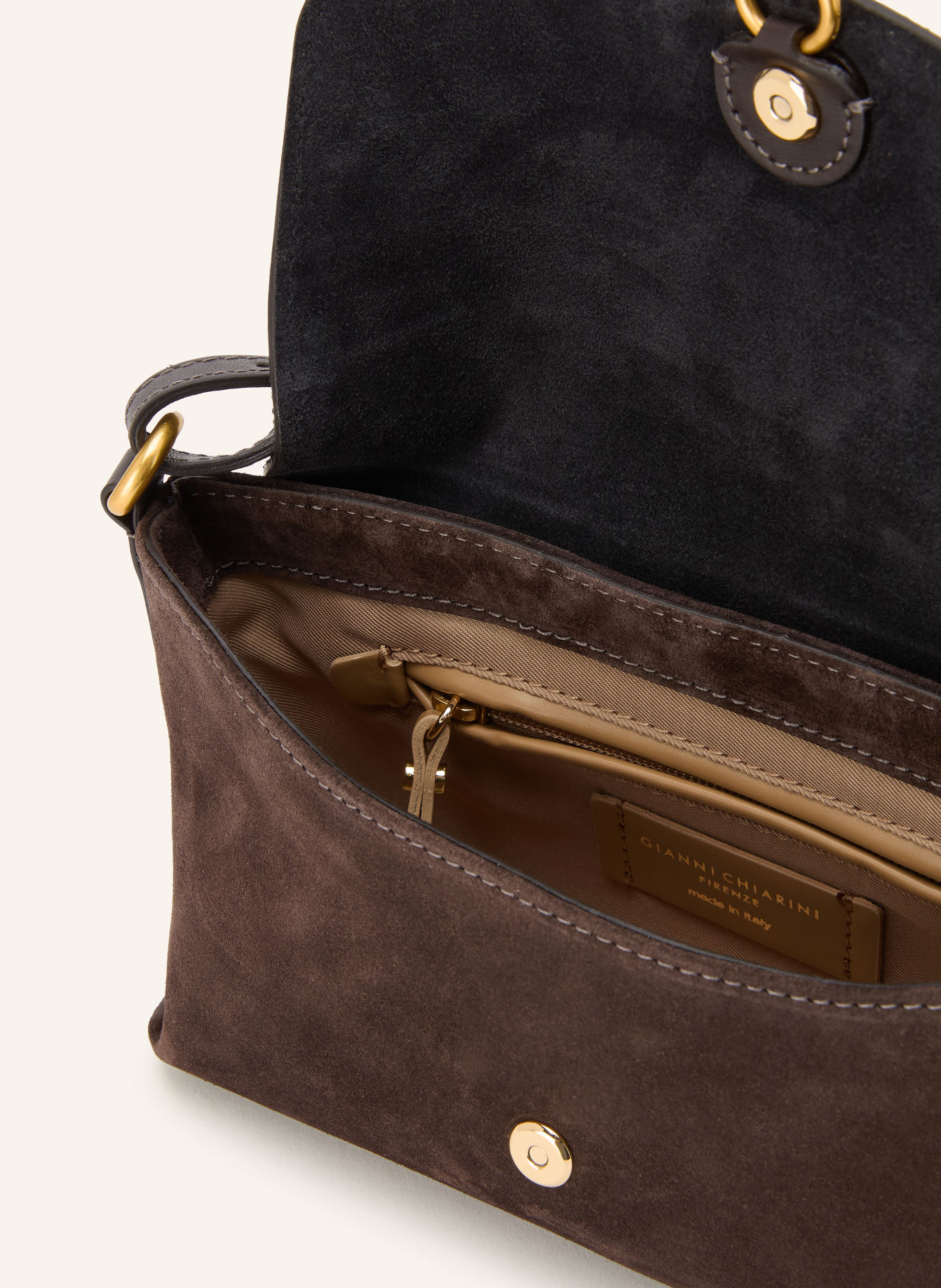 GIANNI CHIARINI Schoudertas EUGENIA SMALL: MARRON FONCÉ / GOUD