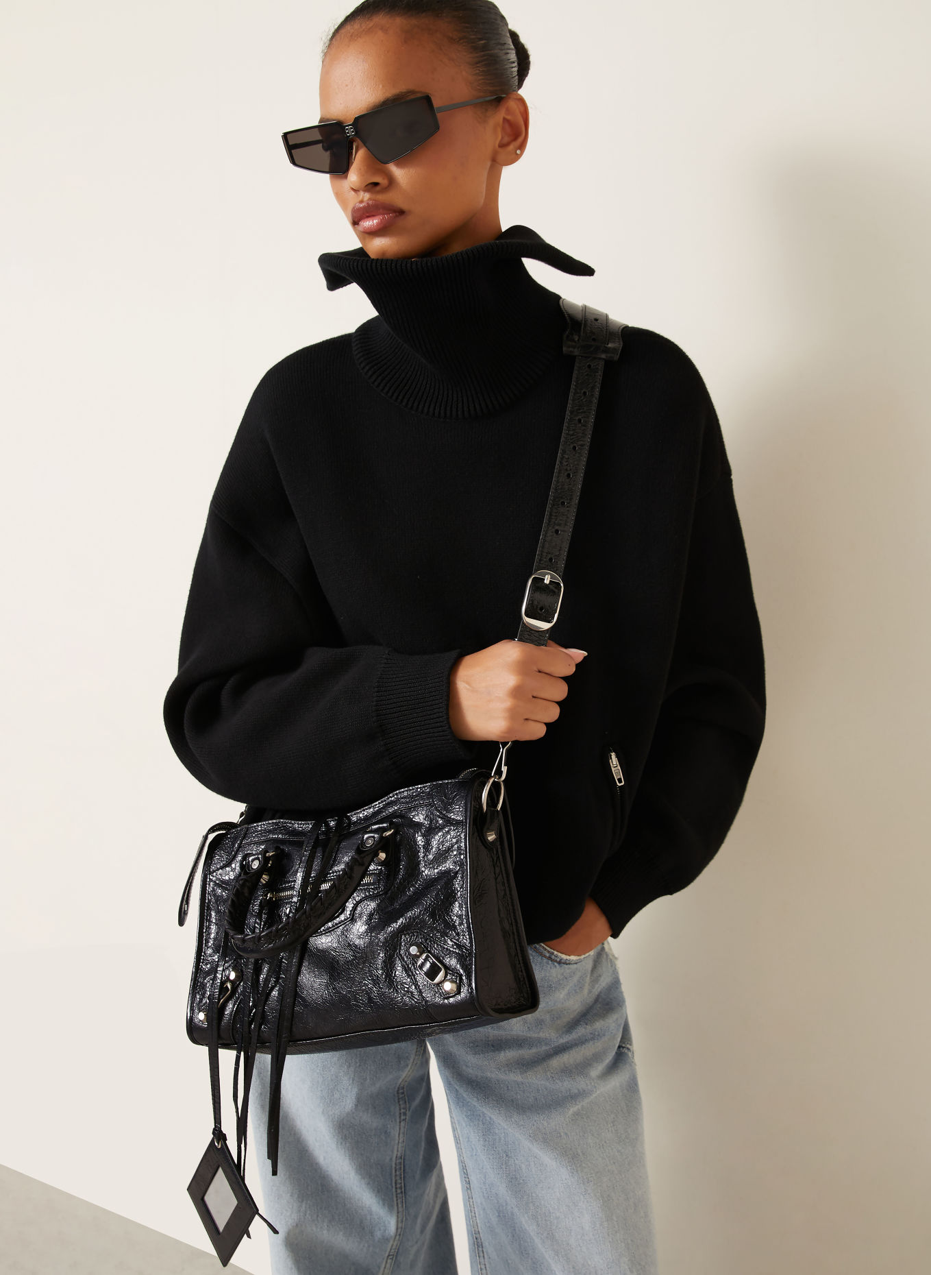BALENCIAGA Torebka LE CITY SMALL: CZARNY / SREBRNY