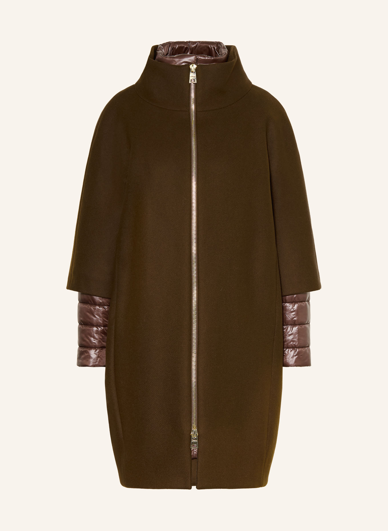HERNO Mantel van gemengde materialen: MARRON FONCÉ / BRUIN